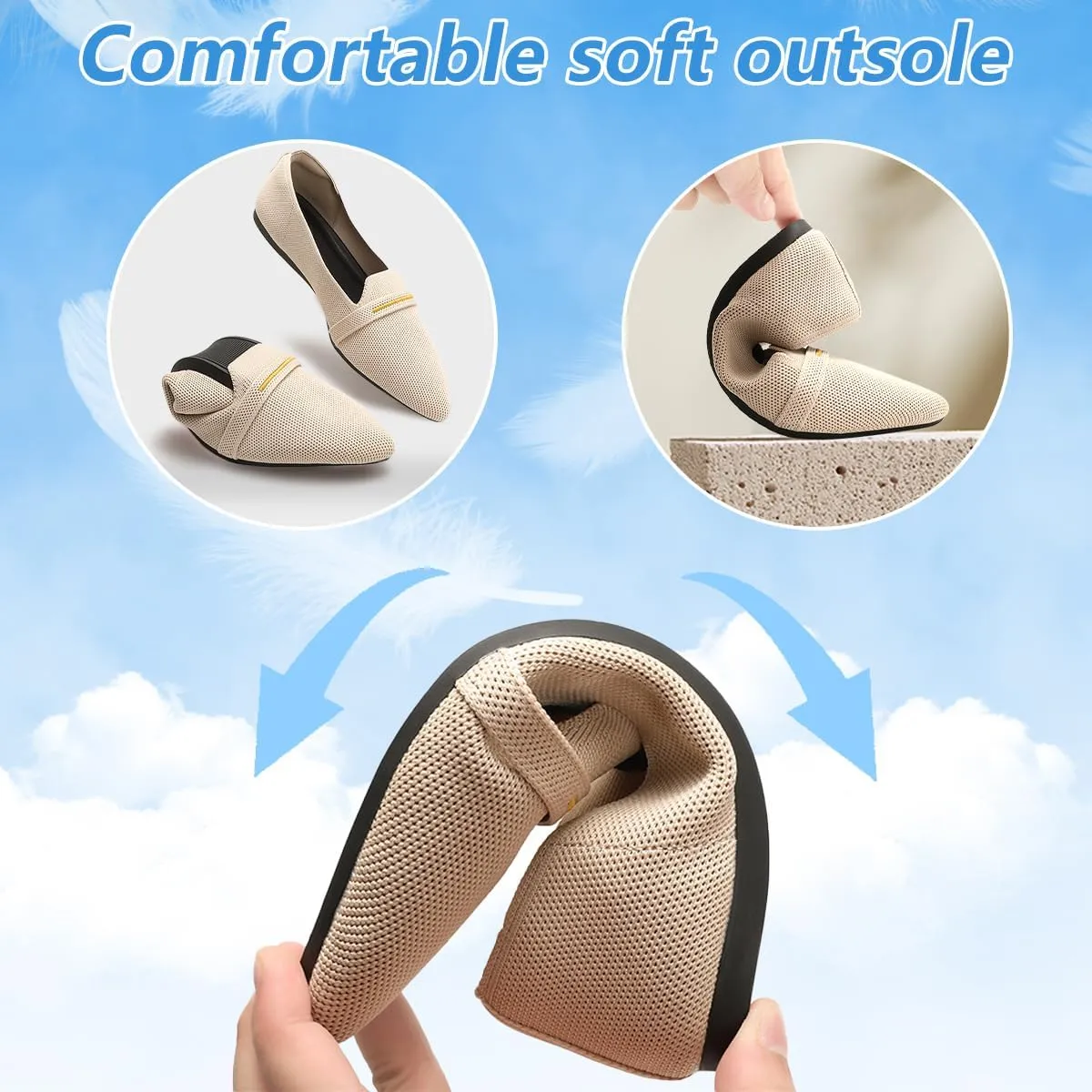 Bealin Womens Flats Dressy Pointed Toe Knit Ballet Shoes Confortable Women Soft Flats Shoes Slip On Loafer Shoes