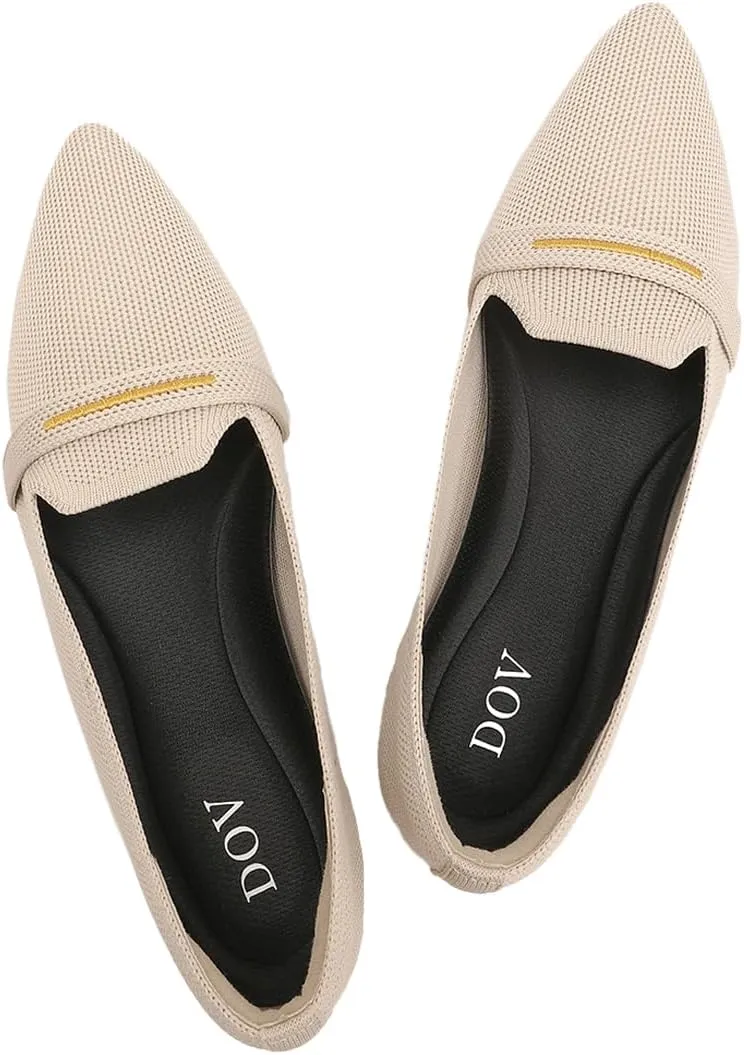 Bealin Womens Flats Dressy Pointed Toe Knit Ballet Shoes Confortable Women Soft Flats Shoes Slip On Loafer Shoes