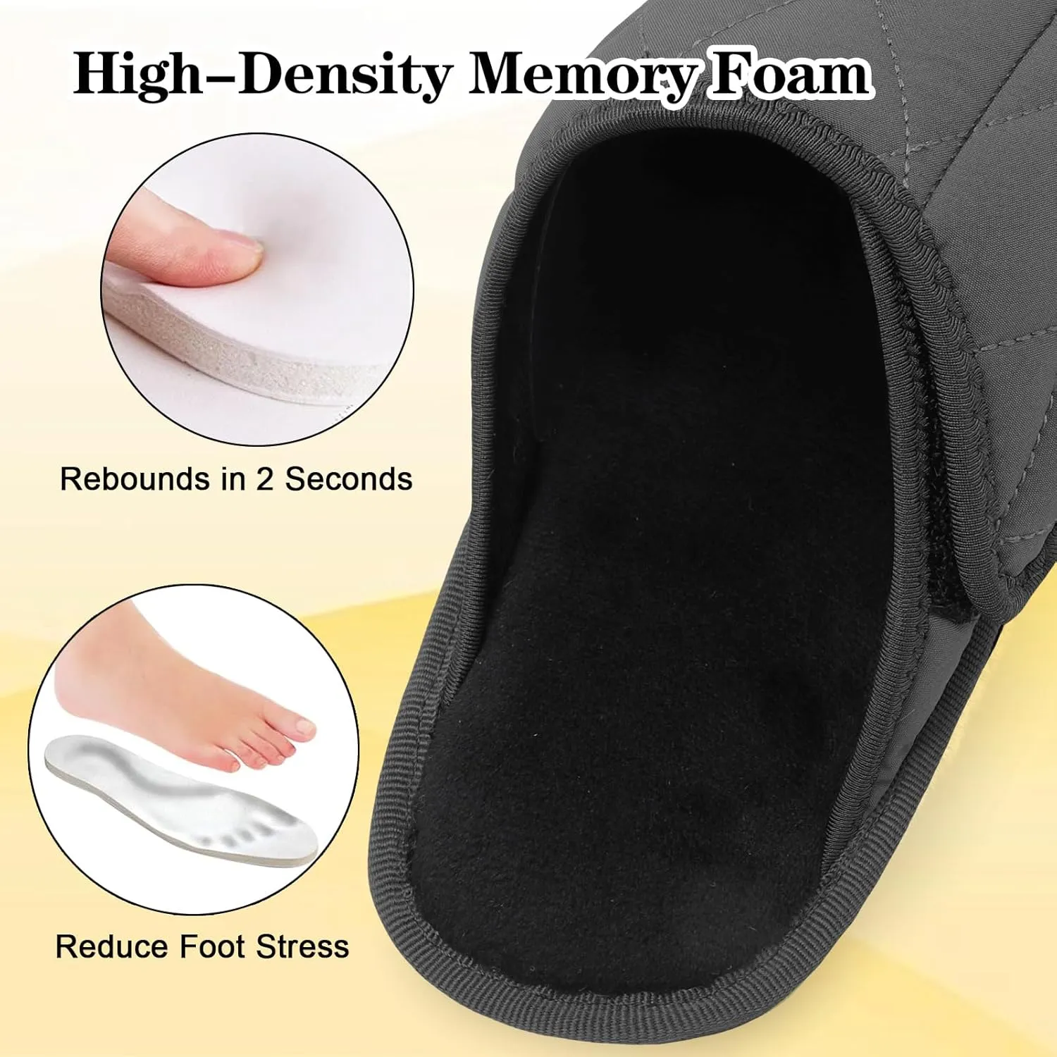 Besroad Mens Slippers Wide Memory Foam House Slippers Adjustable Diabetic Shoes Arthritis Edema Swollen House Shoes