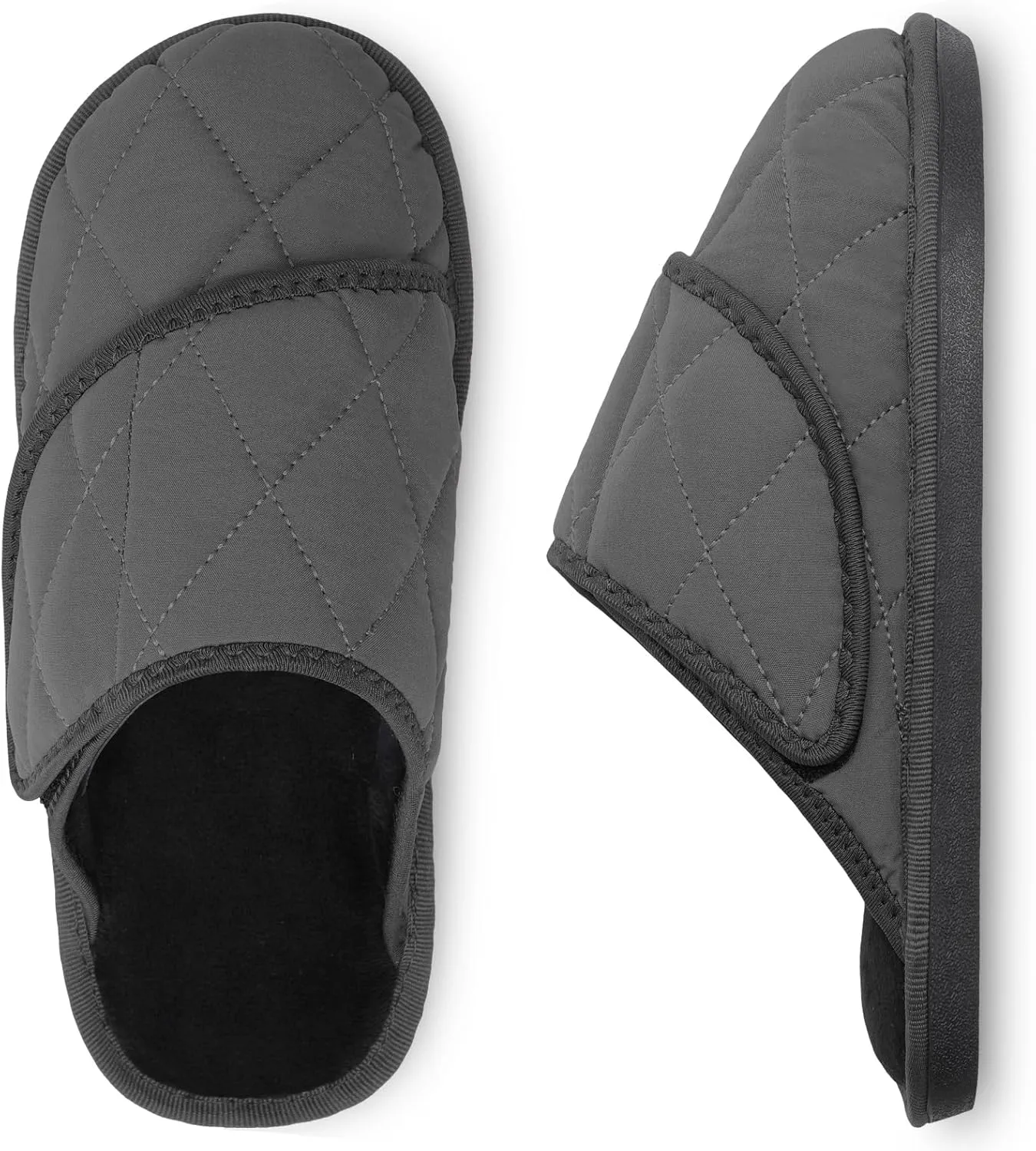Besroad Mens Slippers Wide Memory Foam House Slippers Adjustable Diabetic Shoes Arthritis Edema Swollen House Shoes