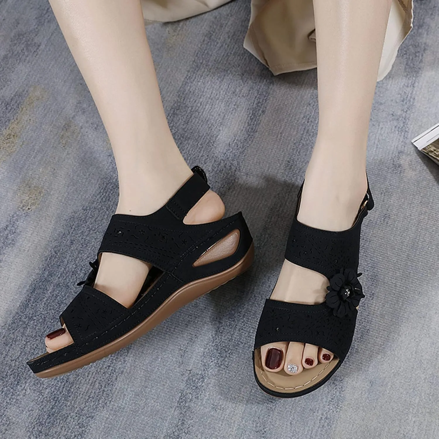 Best Arch Support Flip Flops Comfy Walking Shoes for Women Dressy Womens Comfort Sandals with Arch Support Back Strap Womens Wedge Sandals Wide Width Silver High Heels Women Business Casual Shoes