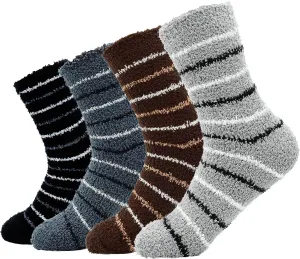 Bienvenu Men's 4 Pack Winter Thick Socks Warm Comfort Soft Fuzzy Floor Socks