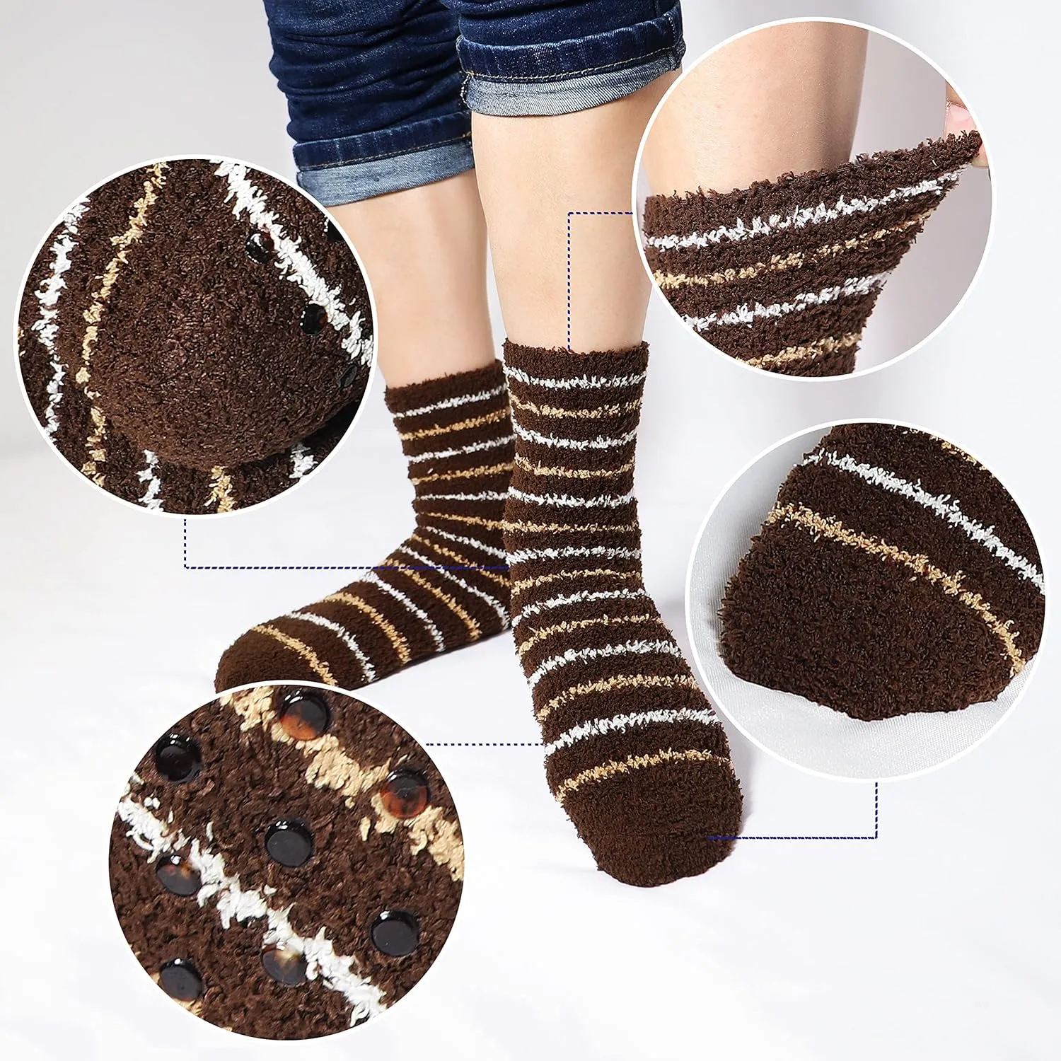 Bienvenu Men's 4 Pack Winter Thick Socks Warm Comfort Soft Fuzzy Floor Socks