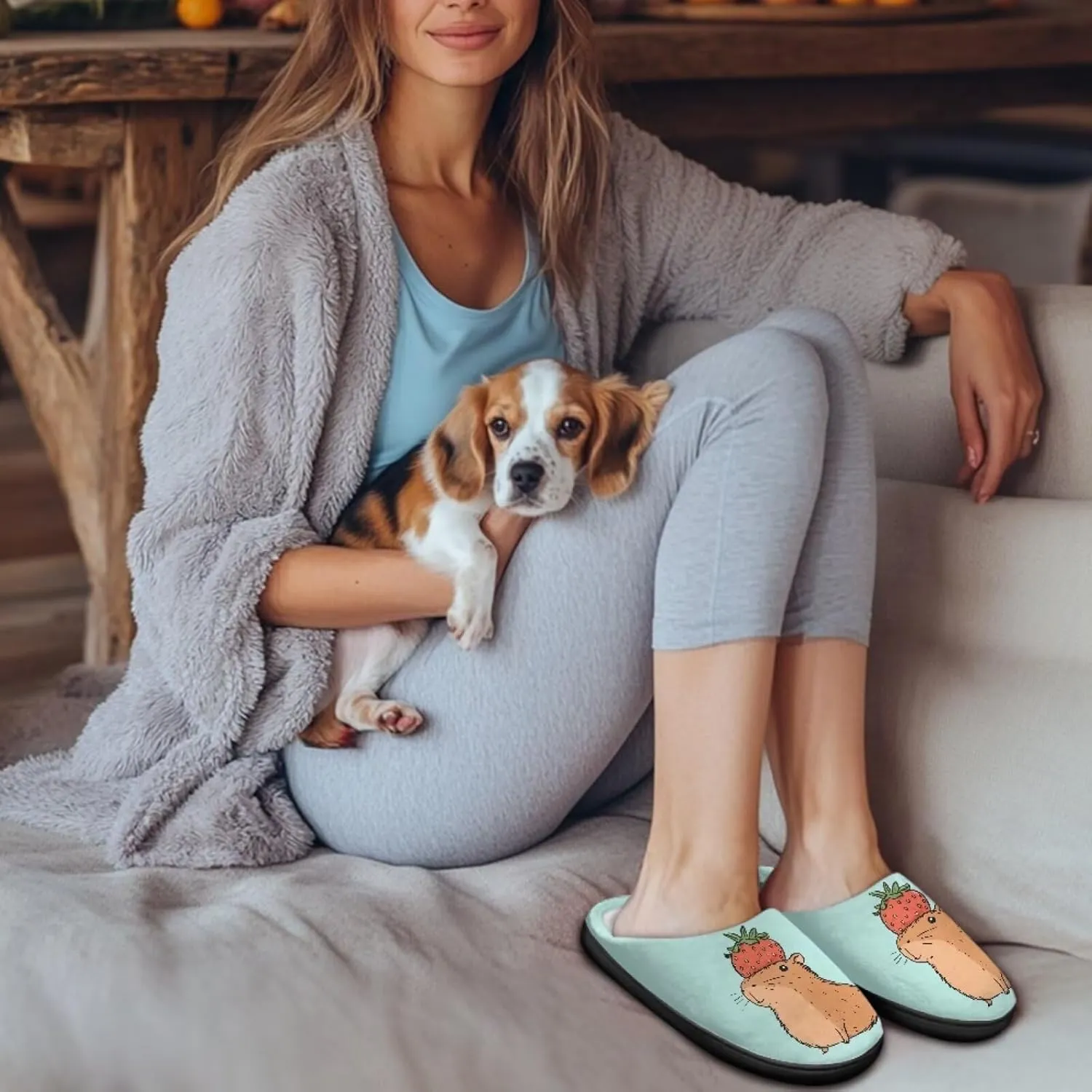 Binienty Womens Fuzzy House Slippers Indoor Shoes Memory Foam Insoles & Rubber Soles