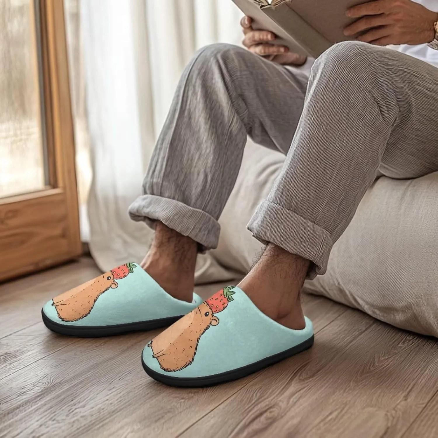 Binienty Womens Fuzzy House Slippers Indoor Shoes Memory Foam Insoles & Rubber Soles