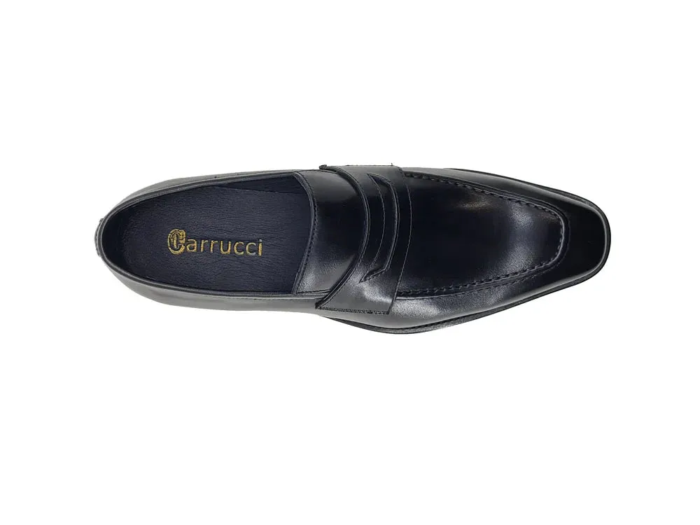 Black Men's Slip-on Shoes Chic Patina Burnished Penny Loafer Style-KS518-03