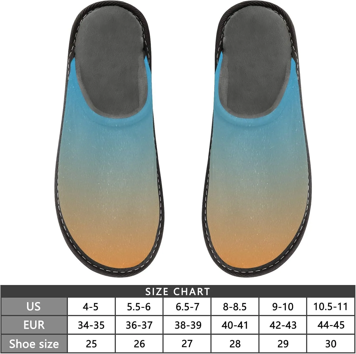 Blue Orange Gradient House Slippers for Women Men Non-Slip Slipper Socks