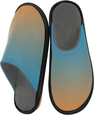 Blue Orange Gradient House Slippers for Women Men Non-Slip Slipper Socks