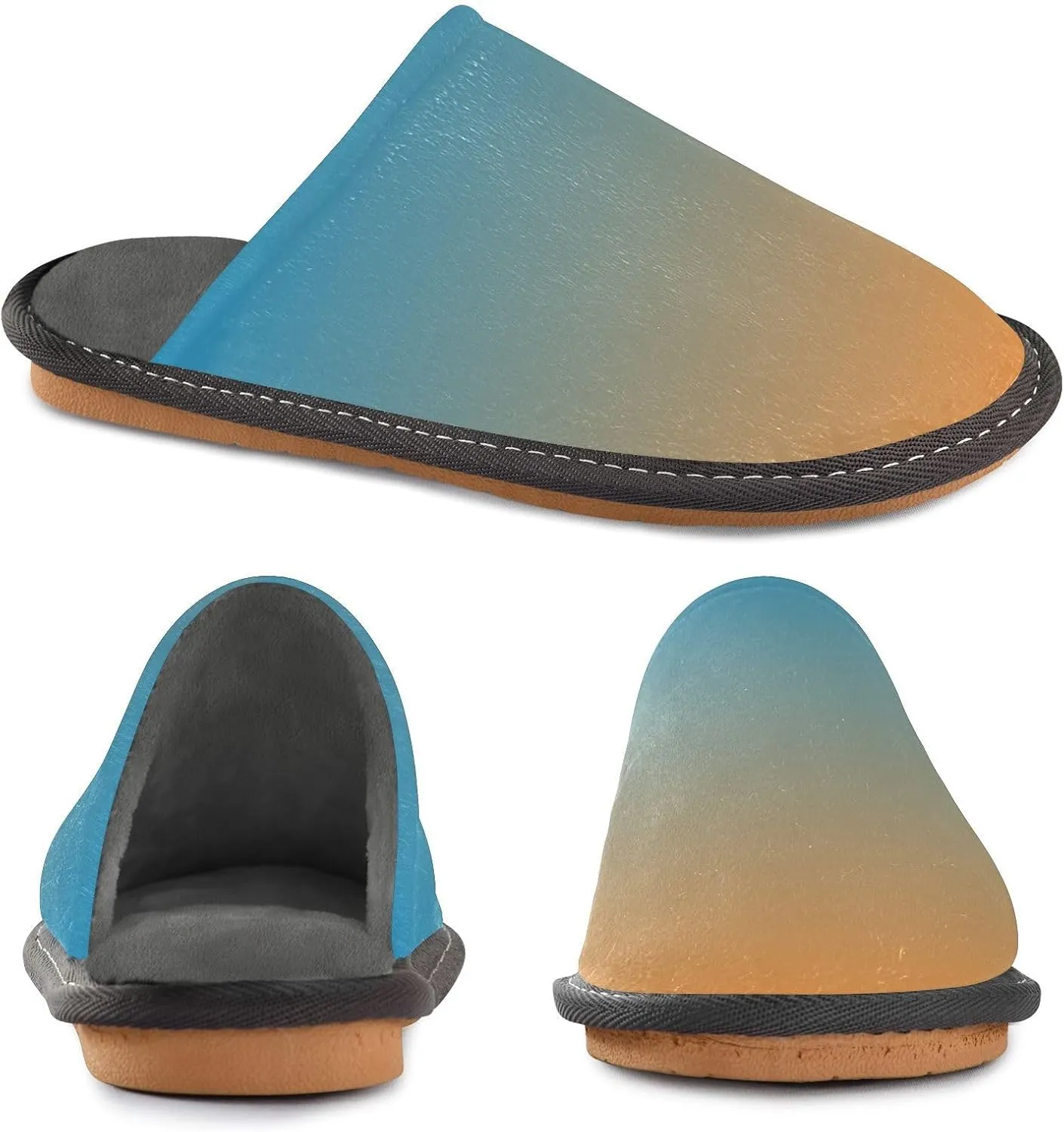 Blue Orange Gradient House Slippers for Women Men Non-Slip Slipper Socks