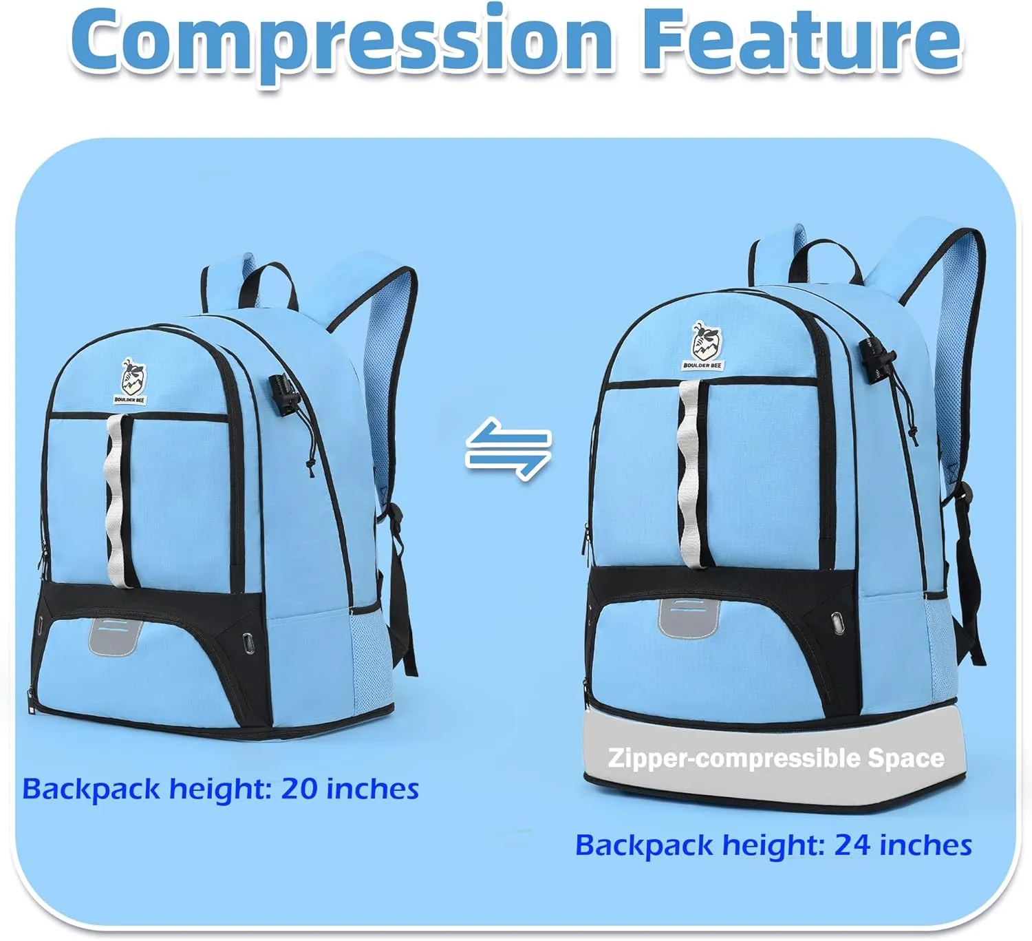 Boulder Bee Lacrosse Backpack with Stick Holders | Field Hockey Bag | Gift for Women