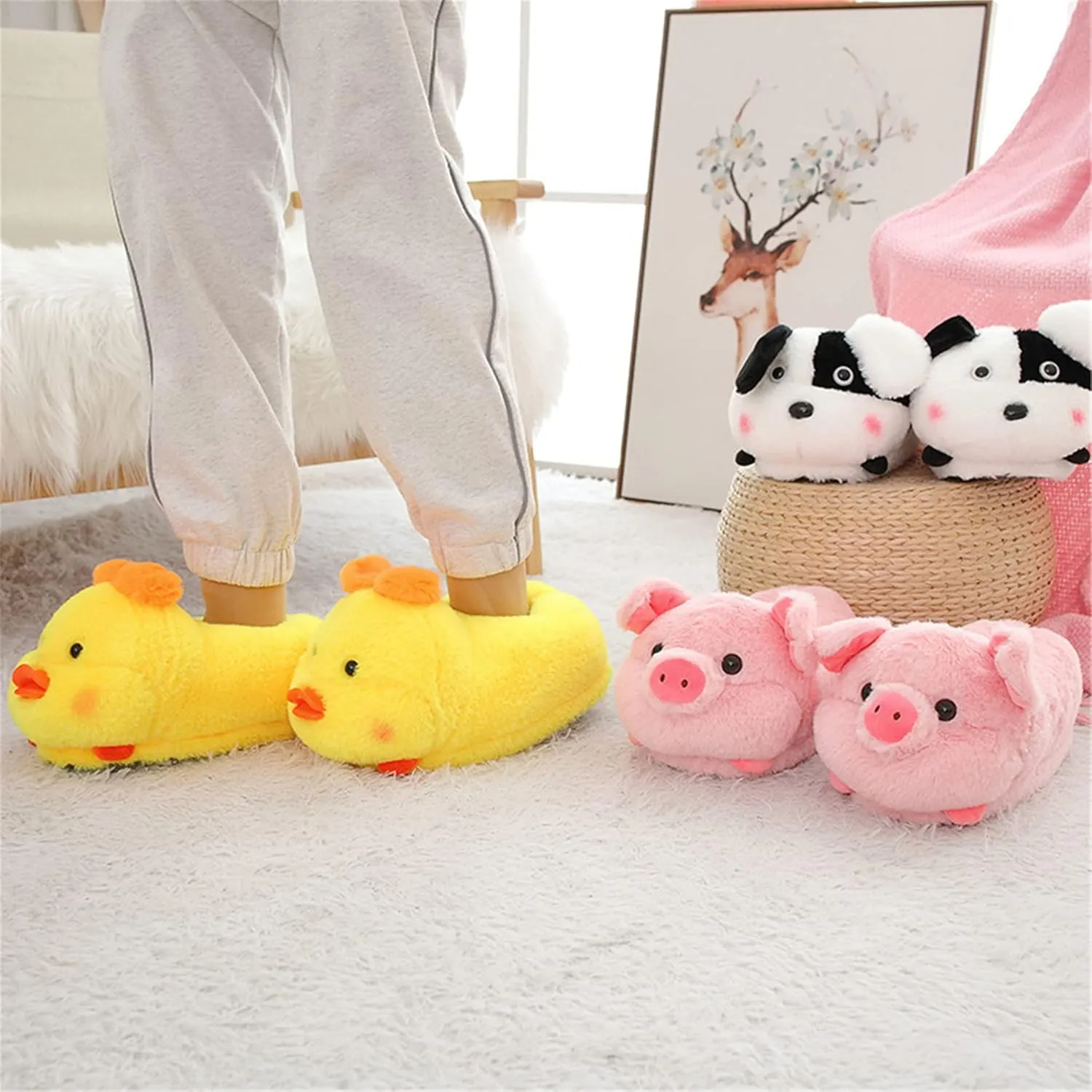 Brand Women's Plush Winter Slippers - Warm, Anti-Slip, Cotton