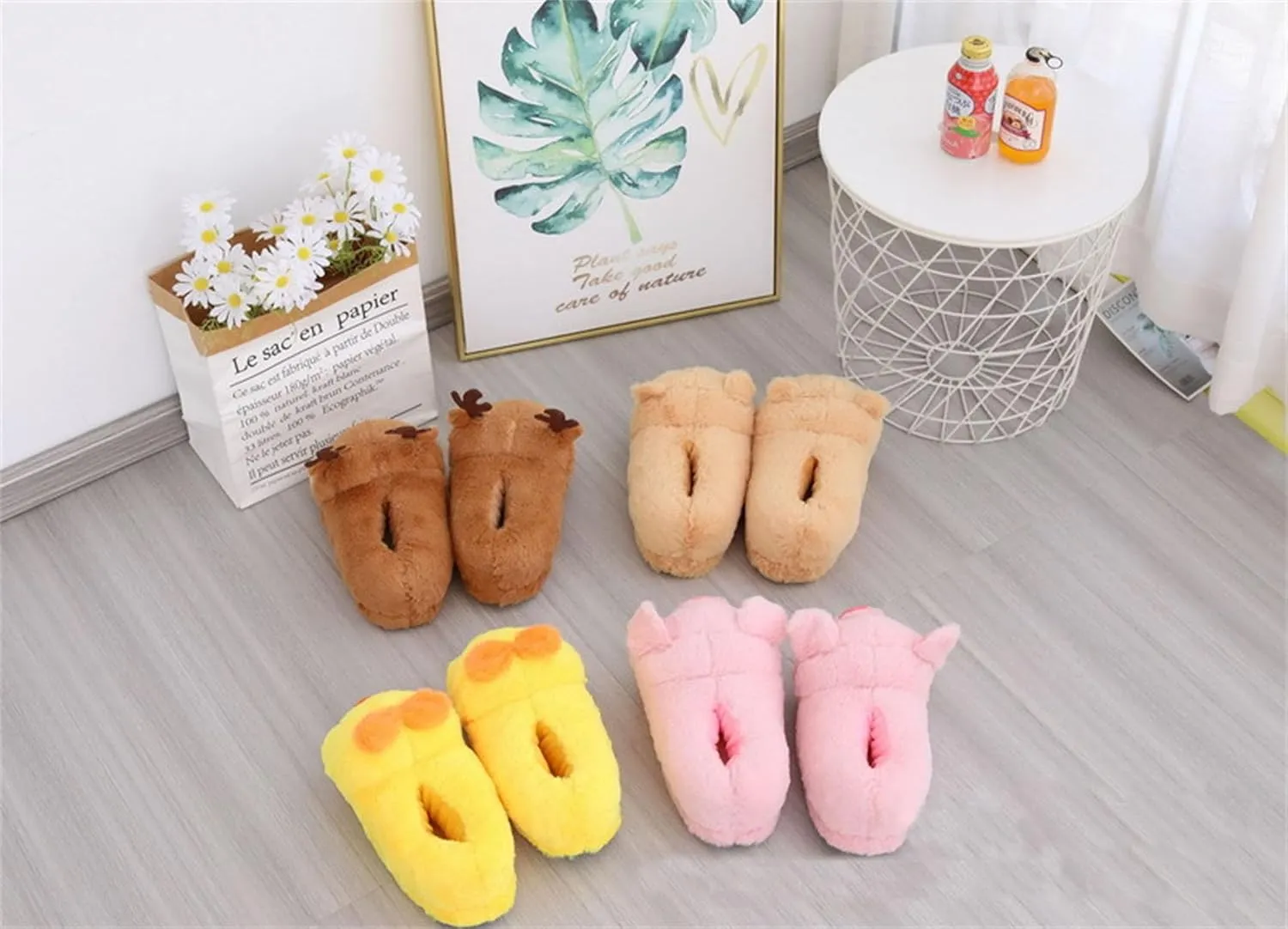 Brand Women's Plush Winter Slippers - Warm, Anti-Slip, Cotton