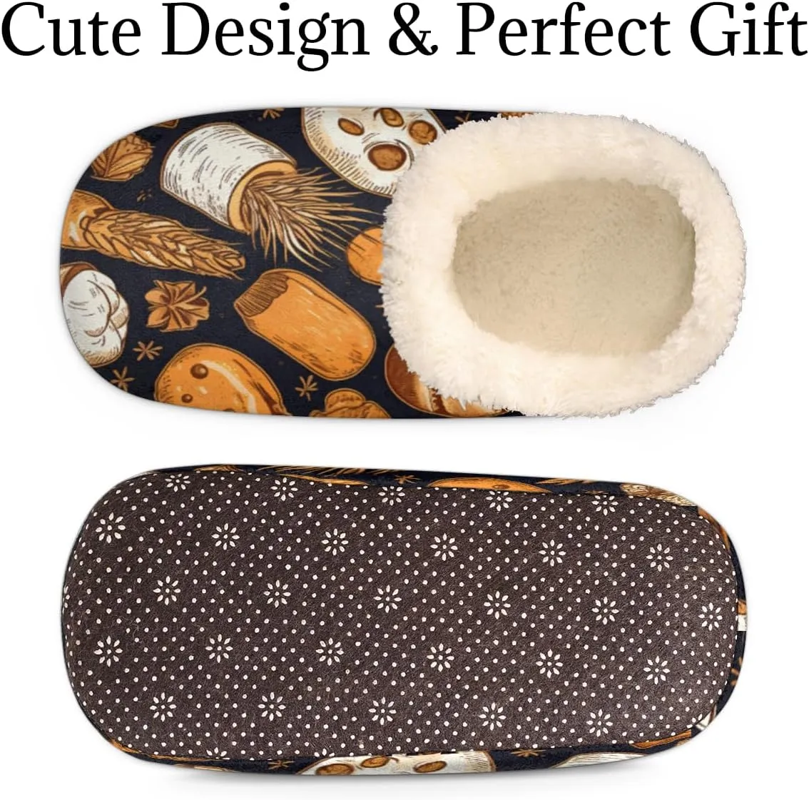 Bread Wheat Slippers for Women Men, Maple Leaf House Slippers Socks Warm Fuzzy Memory Foam Indoor Slippers Lightweight Cozy Anti-Skid Closed Back Home Shoes, Medium