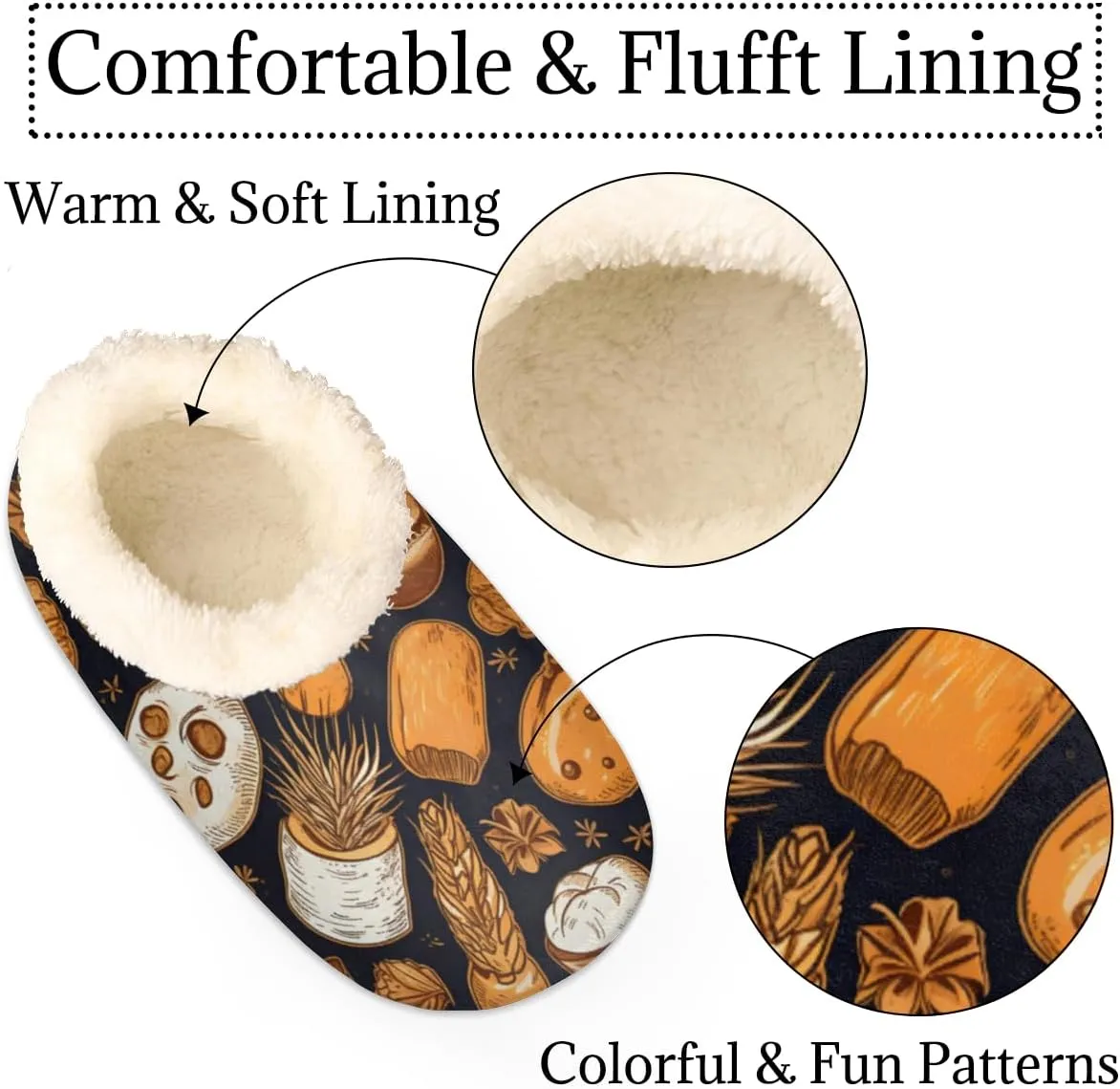 Bread Wheat Slippers for Women Men, Maple Leaf House Slippers Socks Warm Fuzzy Memory Foam Indoor Slippers Lightweight Cozy Anti-Skid Closed Back Home Shoes, Medium