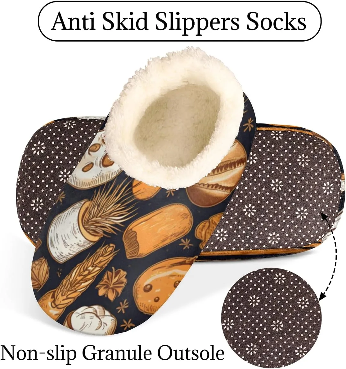 Bread Wheat Slippers for Women Men, Maple Leaf House Slippers Socks Warm Fuzzy Memory Foam Indoor Slippers Lightweight Cozy Anti-Skid Closed Back Home Shoes, Medium