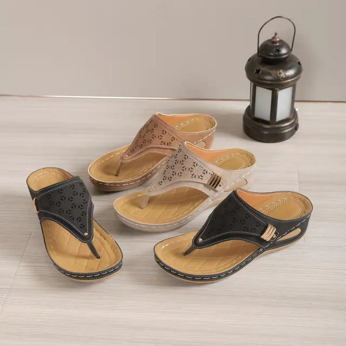 Breathable Mesh Sports Sandals With Non-Slip Sole, Women’s Thick-Soled Flip-Flops, Wedge Heel Slippers