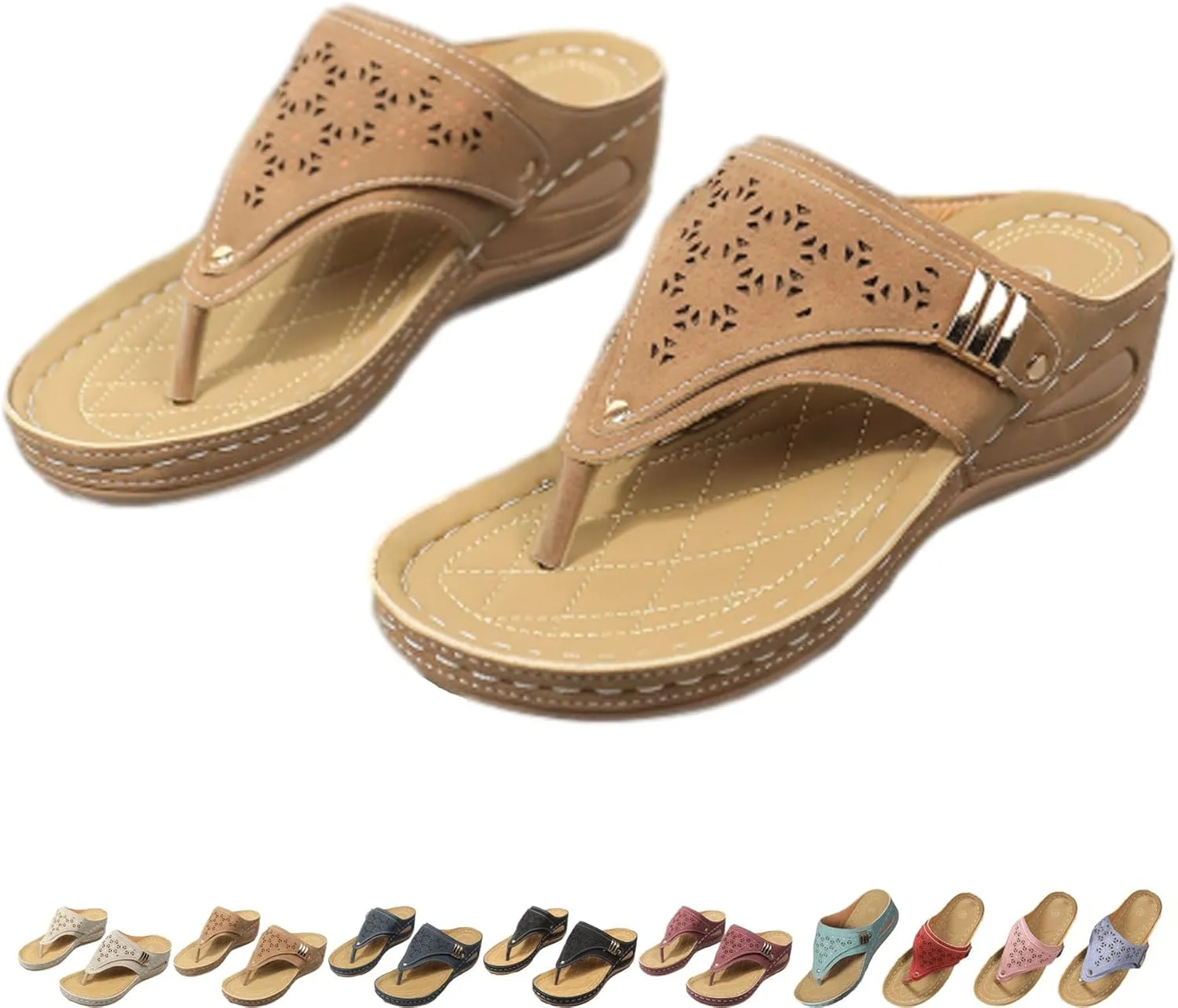Breathable Mesh Sports Sandals With Non-Slip Sole, Women’s Thick-Soled Flip-Flops, Wedge Heel Slippers