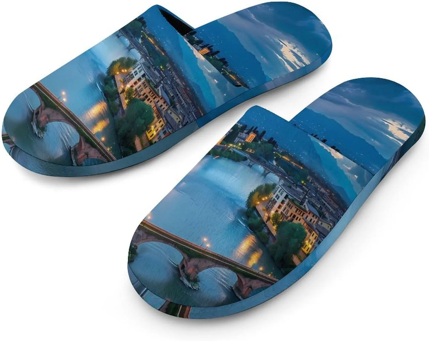 Bridge Ponte Degli Alpini at River Brenta Men's Cotton Slippers Closed Toe Slipper for Spa Hotel Bedoom