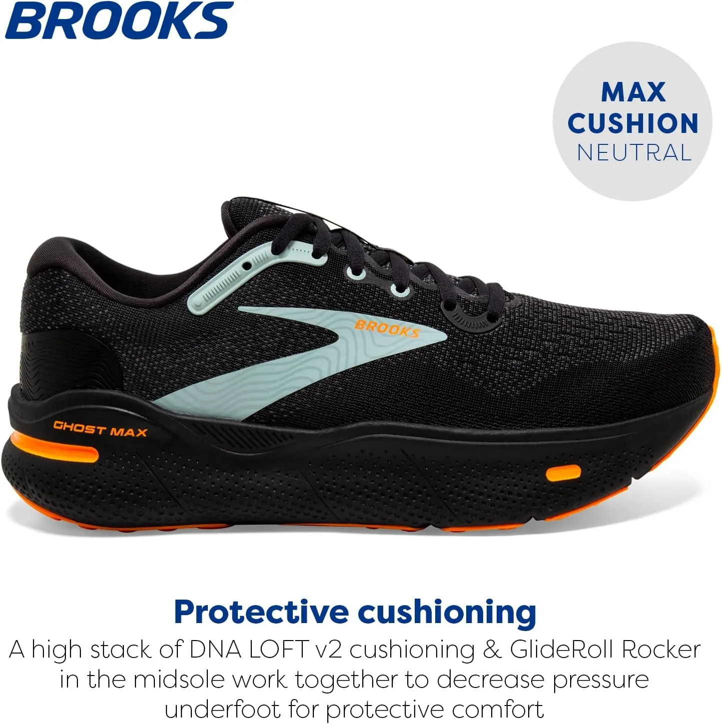 Brooks Men’s Ghost Max Cushion Neutral Running & Walking Shoe