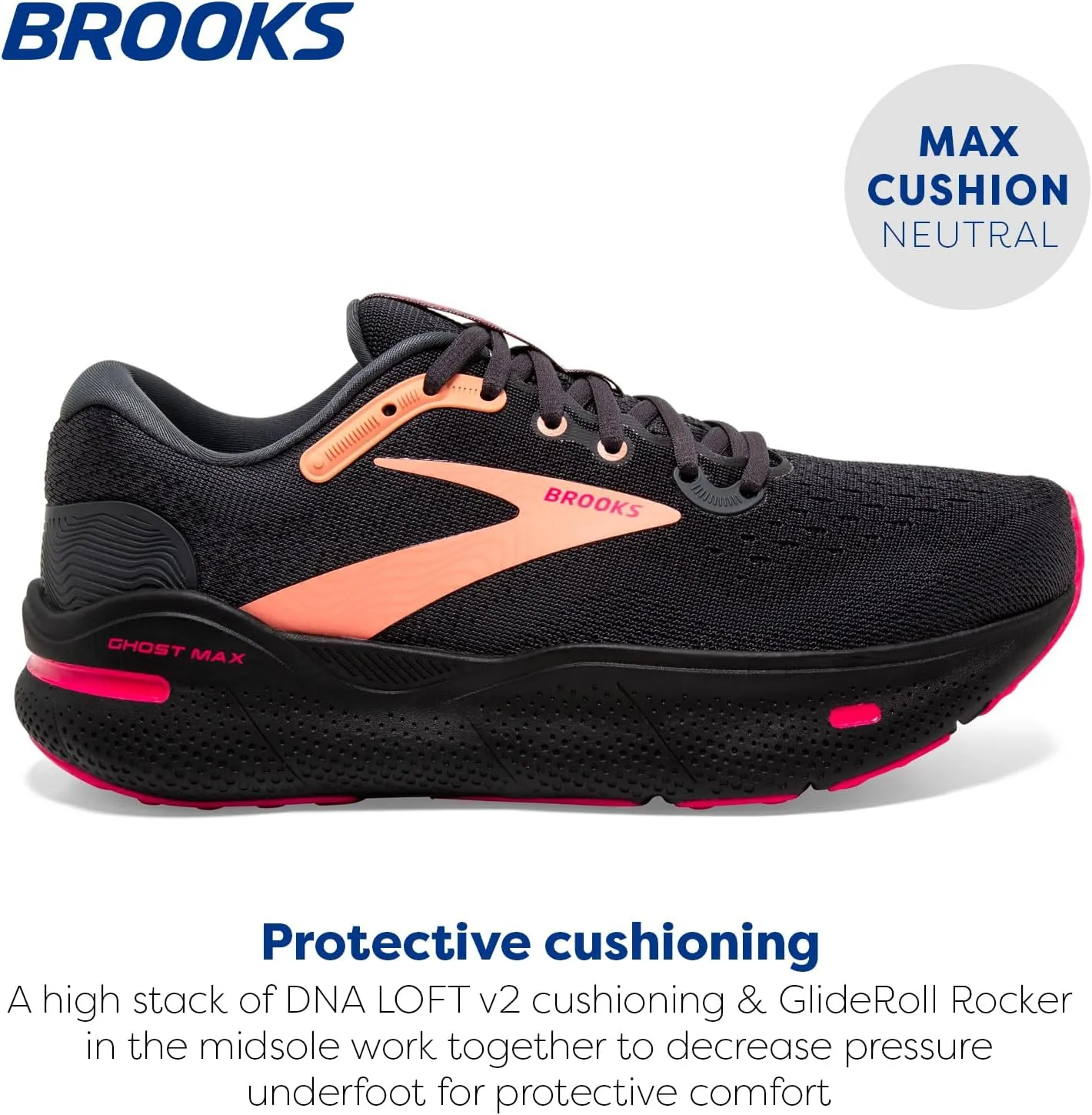Brooks Women’s Ghost Max Cushion Neutral Running & Walking Shoe