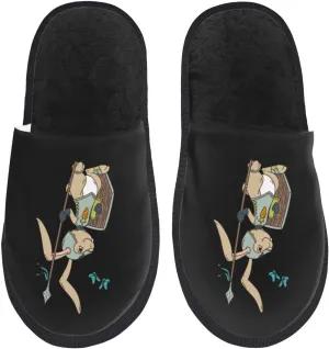 Bunny Knight With Gun And Shield Slippers For Women Men Cozy Indoor And Outdoor Slip On Slippers Fuzzy House Shoes