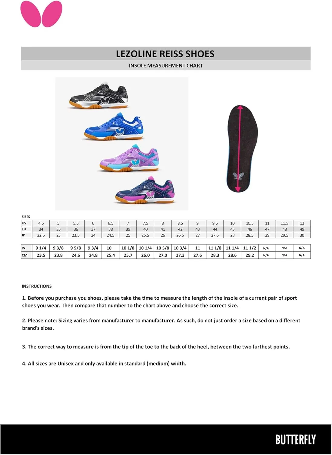 Butterfly Men's Athletic Table Tennis Shoes
