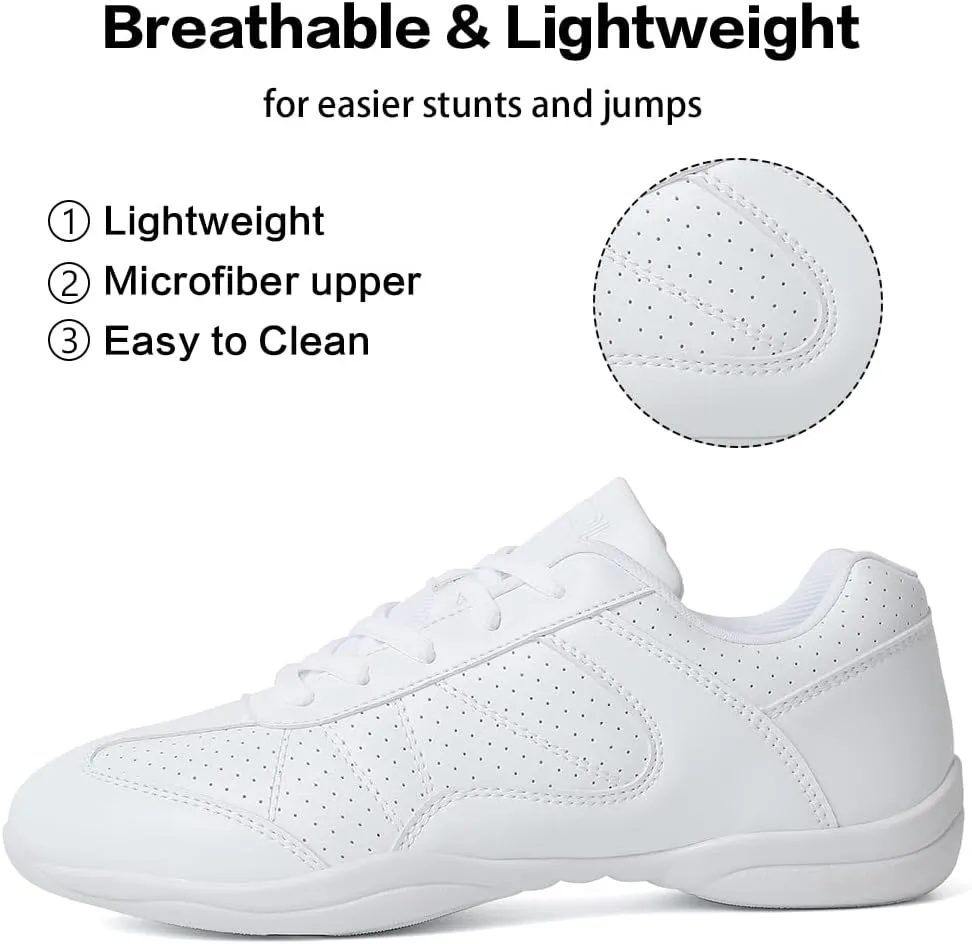 CADIDL Cheer Shoes for Women White Cheerleading Athletic Dance Shoes Girls Flats Tennis Walking Sneakers