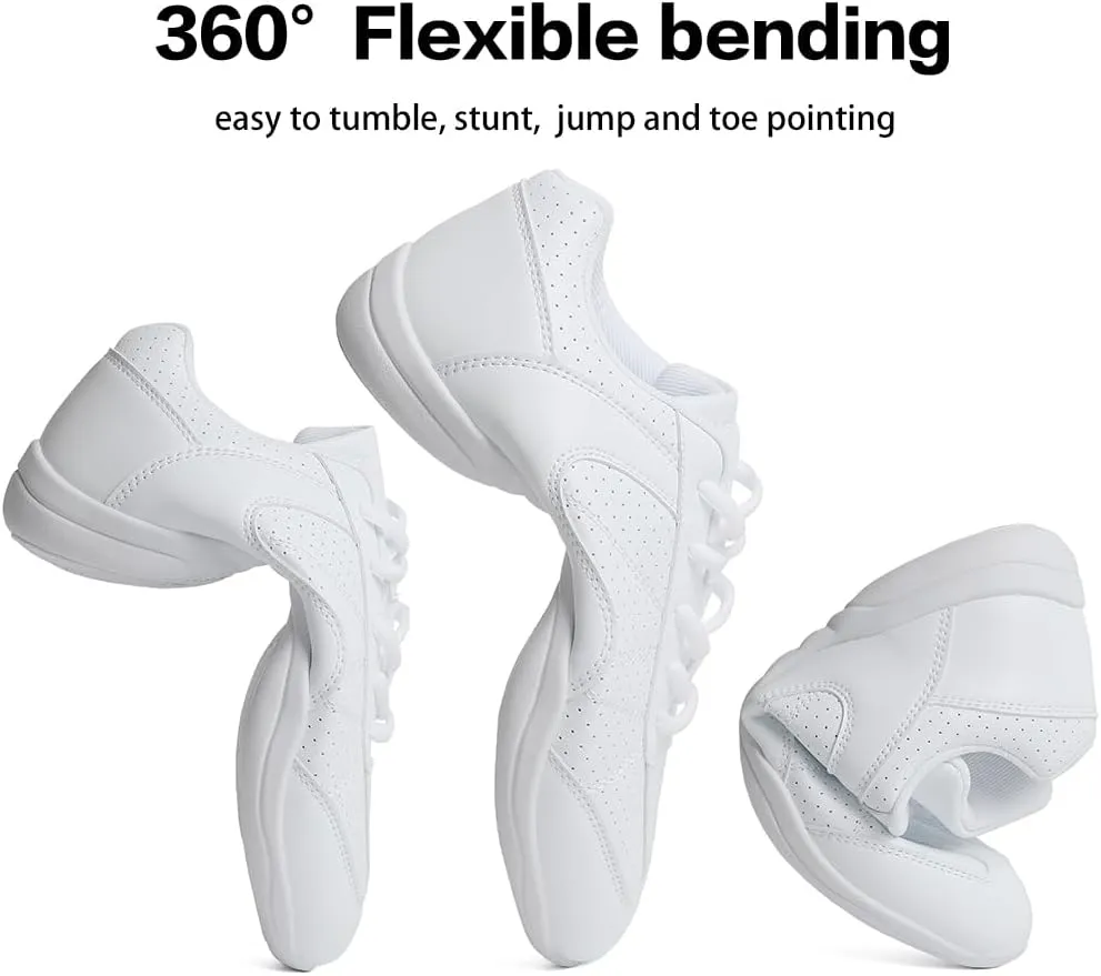 CADIDL Cheer Shoes for Women White Cheerleading Athletic Dance Shoes Girls Flats Tennis Walking Sneakers