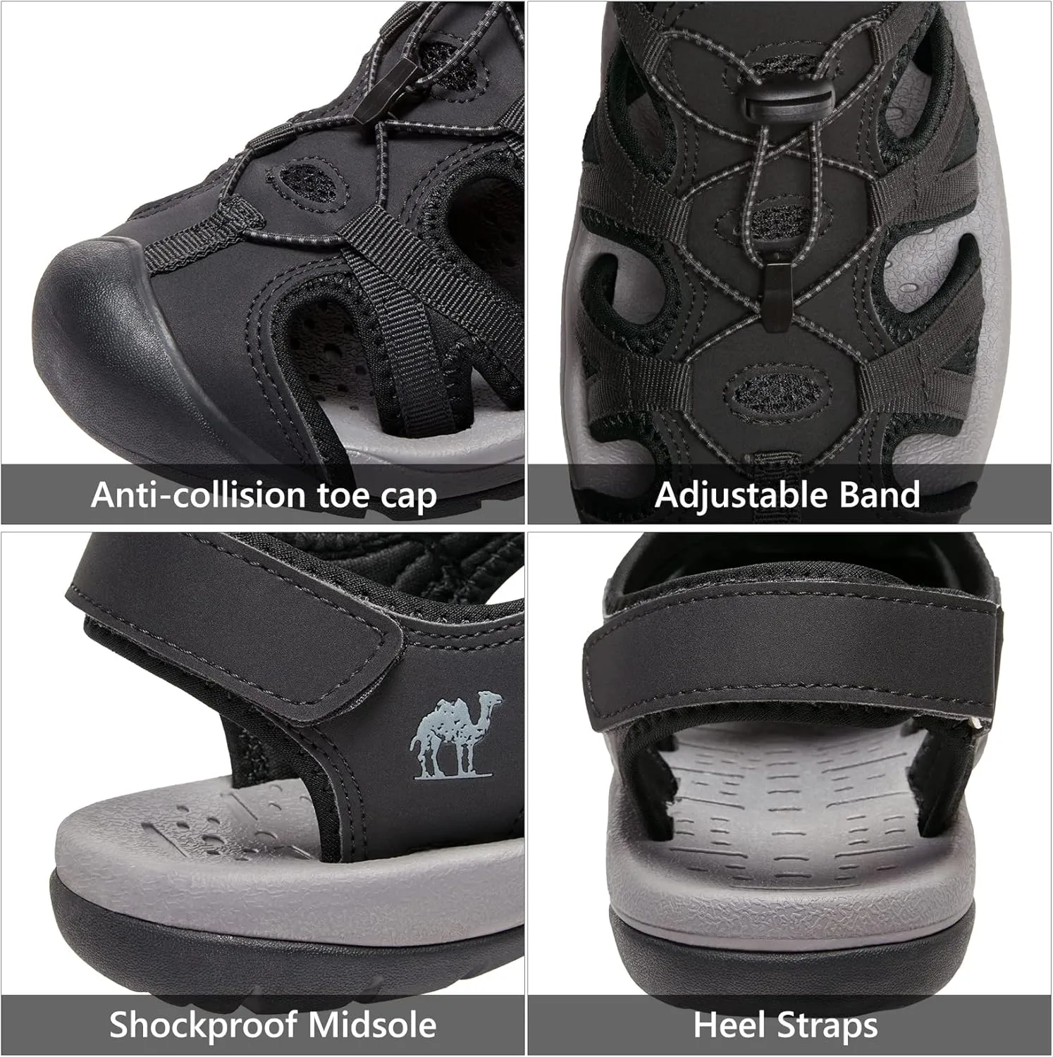 CAMELSPORTS Men's Hiking Sandals Closed Toe Outdoor Beach Sandal Waterproof Sport Fisherman Sandals Water Shoes