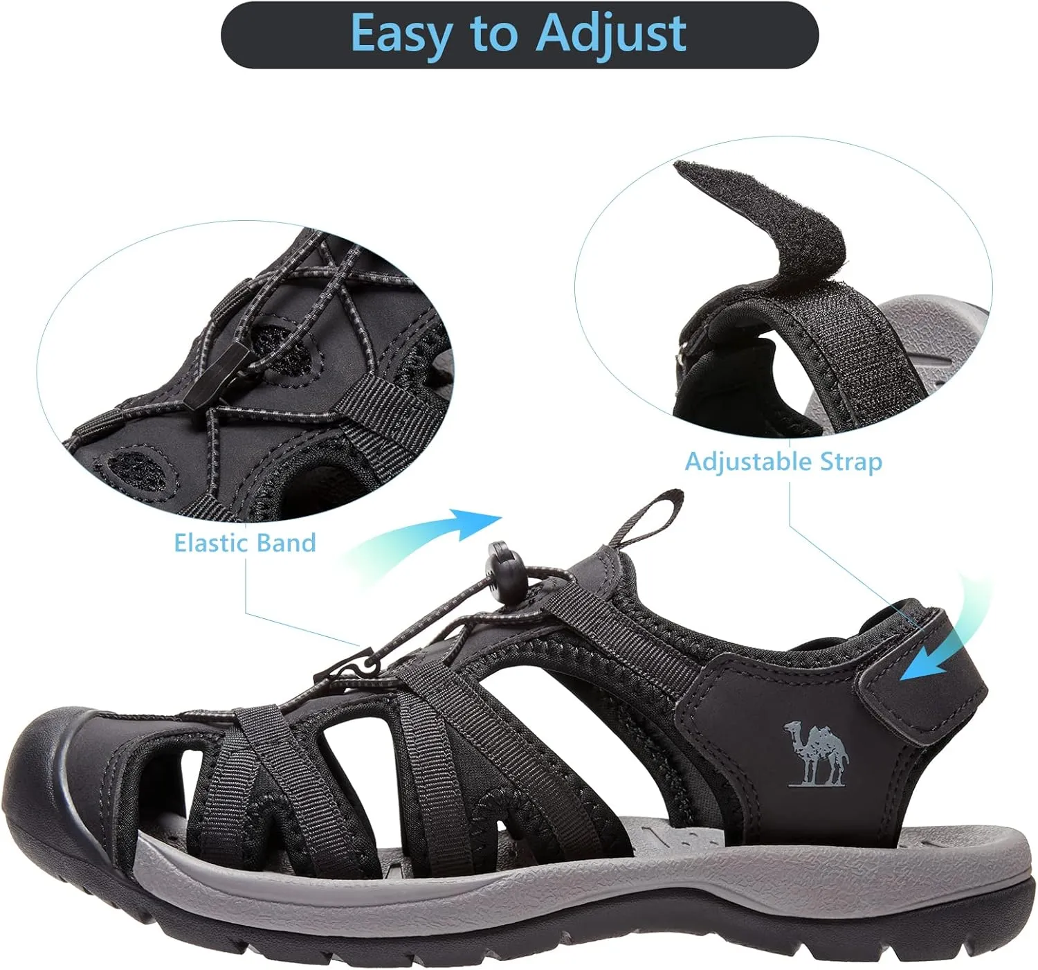 CAMELSPORTS Men's Hiking Sandals Closed Toe Outdoor Beach Sandal Waterproof Sport Fisherman Sandals Water Shoes