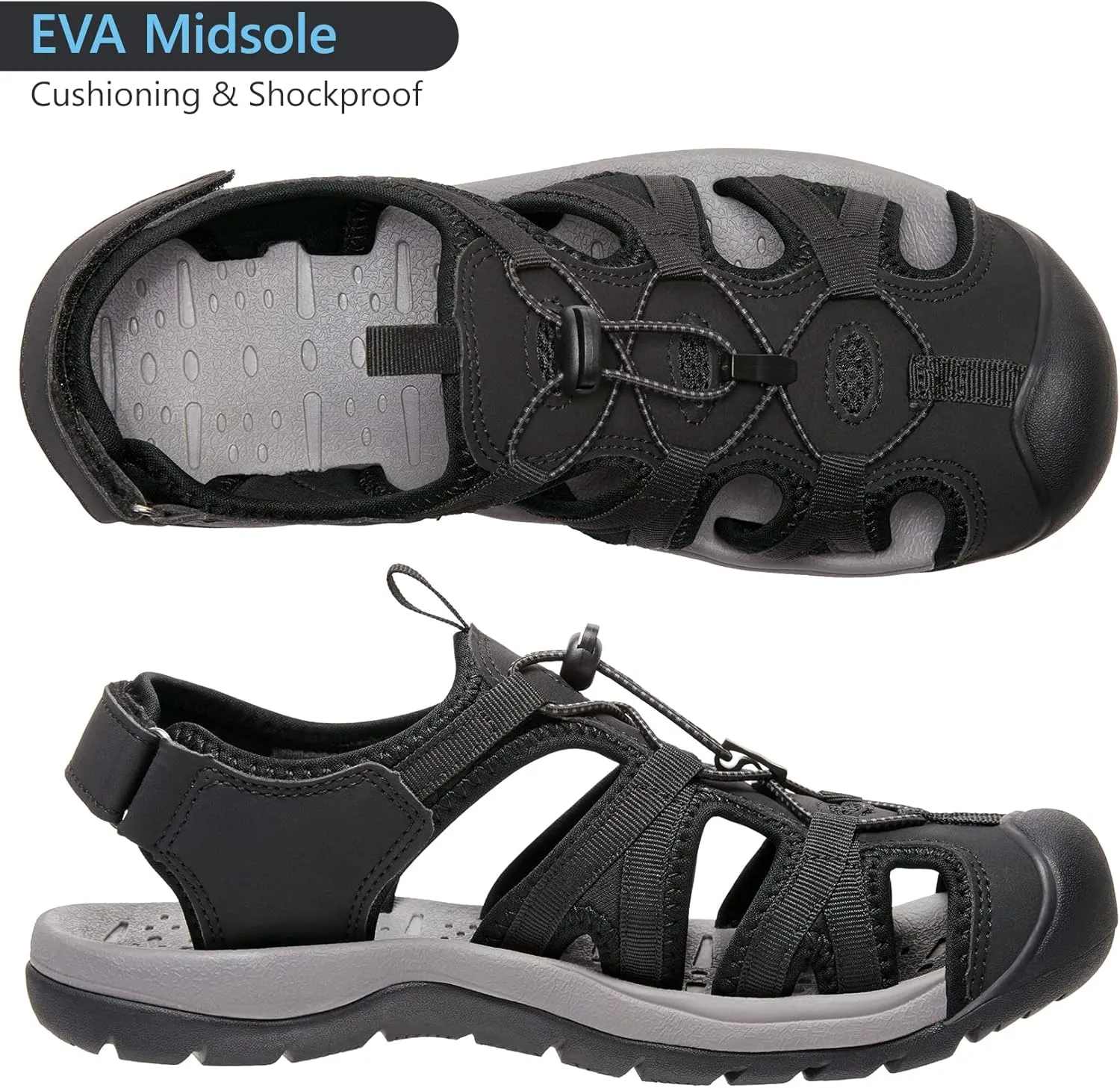 CAMELSPORTS Men's Hiking Sandals Closed Toe Outdoor Beach Sandal Waterproof Sport Fisherman Sandals Water Shoes