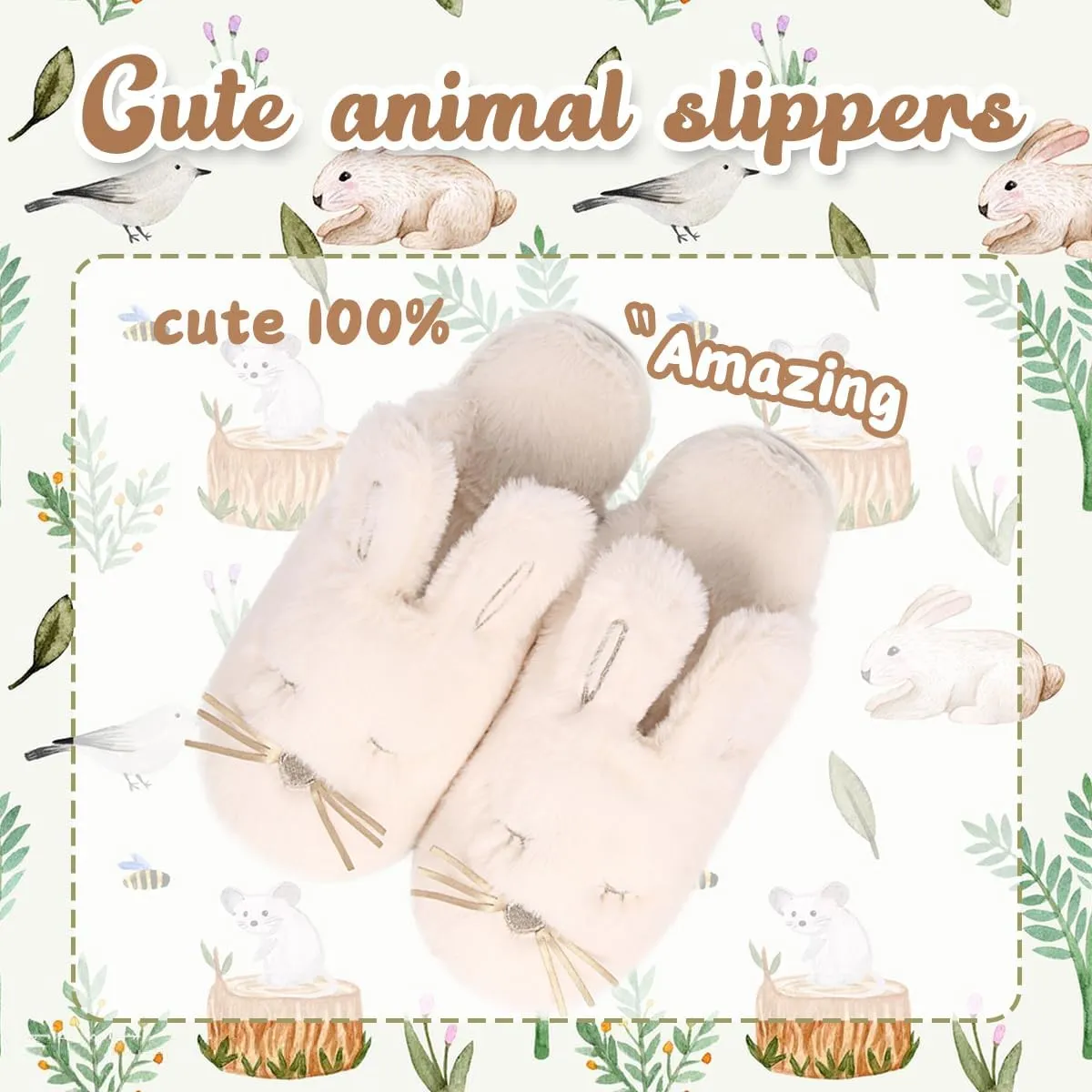 Caramella Bubble Bunny Slippers for Women Fuzzy Cute Animal Memory Foam House Rabbit Slippers Indoor Outdoor