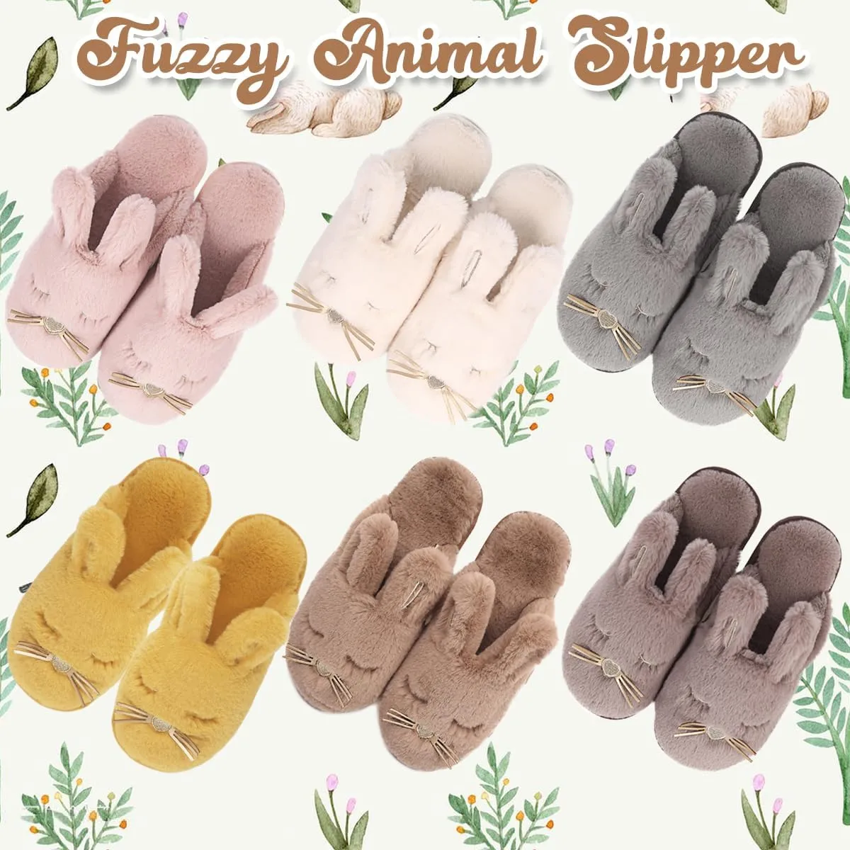Caramella Bubble Bunny Slippers for Women Fuzzy Cute Animal Memory Foam House Rabbit Slippers Indoor Outdoor