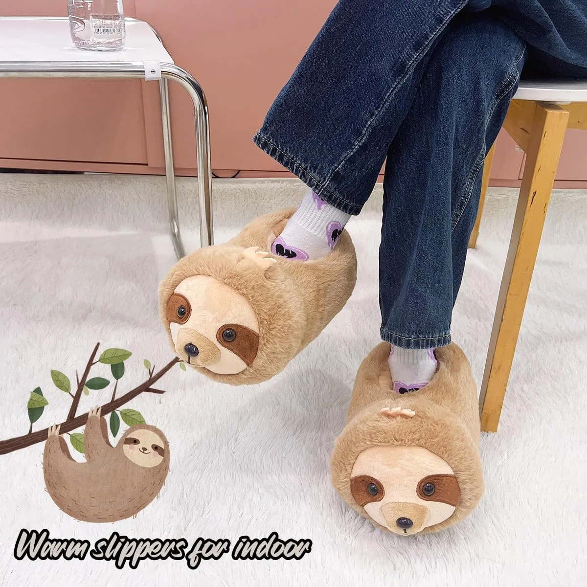 Caramella Bubble Cute Bunny Animal Slipper for women Adult Fuzzy Warm House Slippers Novelty Fluffy Home Shoes Ladies Winter Slippers Indoor Outdoor