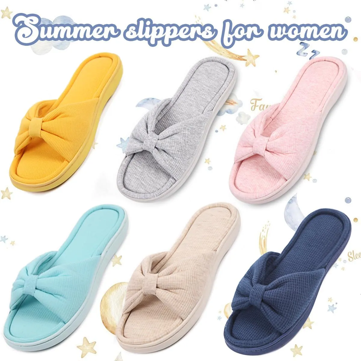 Caramella Bubble Womens Open Toe Summer Bedroom Slippers Memory Foam Sandal Home Ladies Comfy Slippers