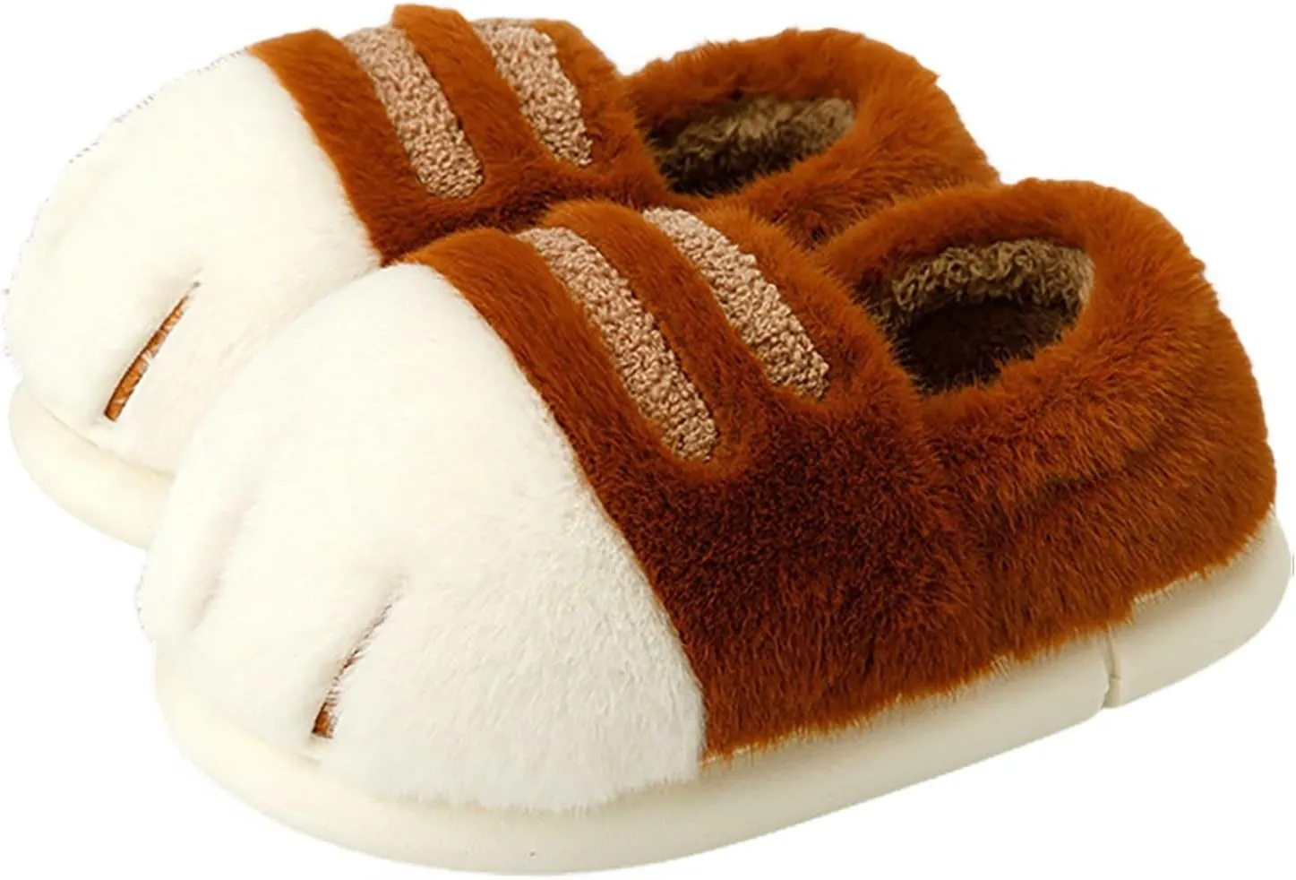 Cat Paw Slippers, Cat Slippers for Women 3D Cat Paw Cartoon Slipper Warm Fluffy Furry Winter Indoor Outdoor Slides