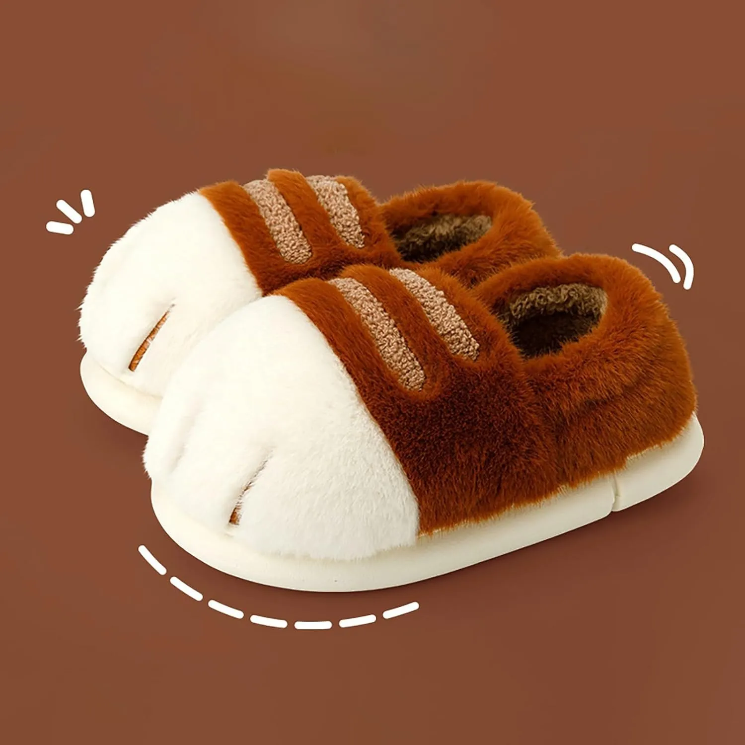 Cat Paw Slippers, Cat Slippers for Women 3D Cat Paw Cartoon Slipper Warm Fluffy Furry Winter Indoor Outdoor Slides