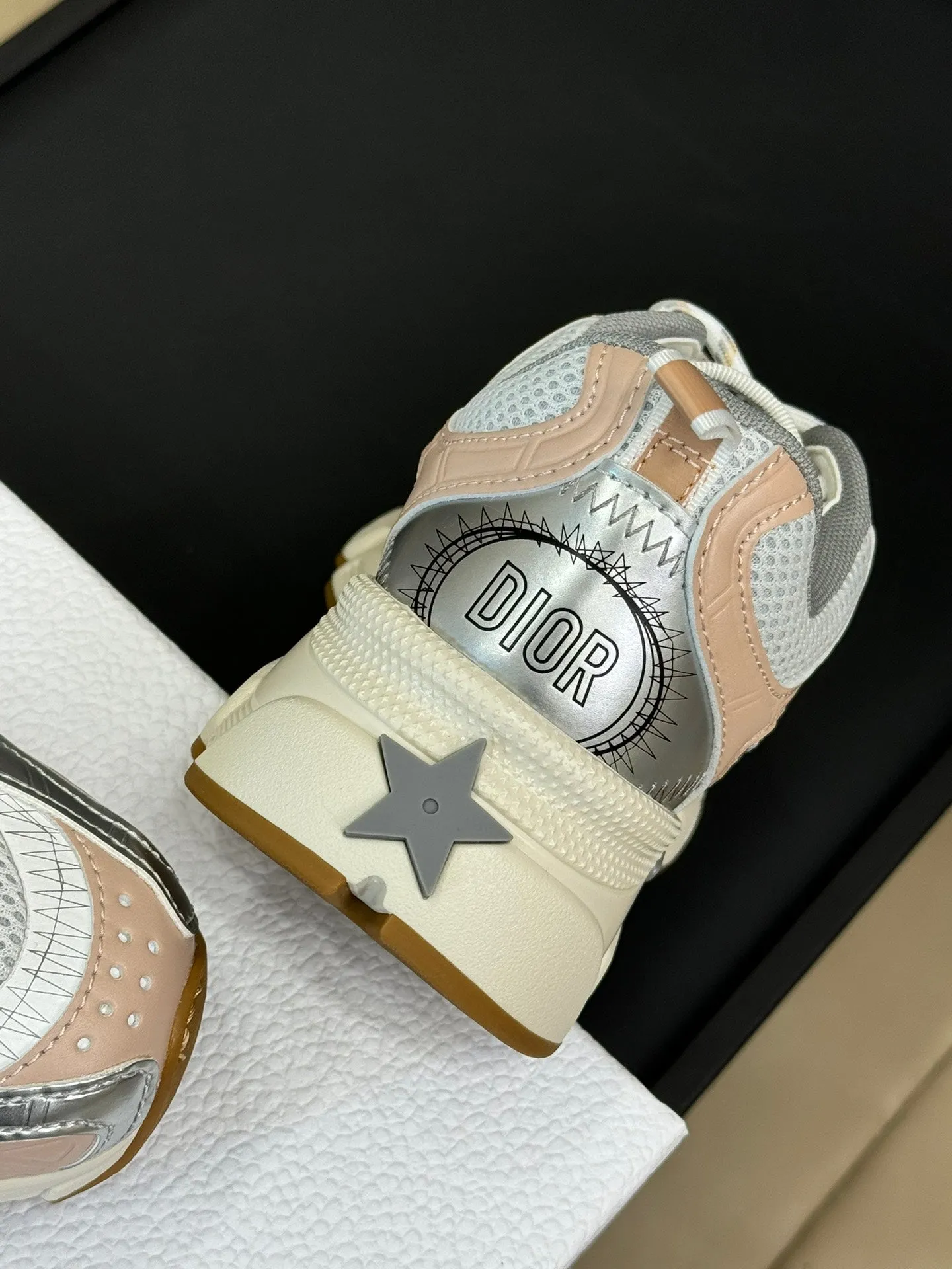 CD Chrono Sneaker Nude and Silver Mesh Fabric  992626