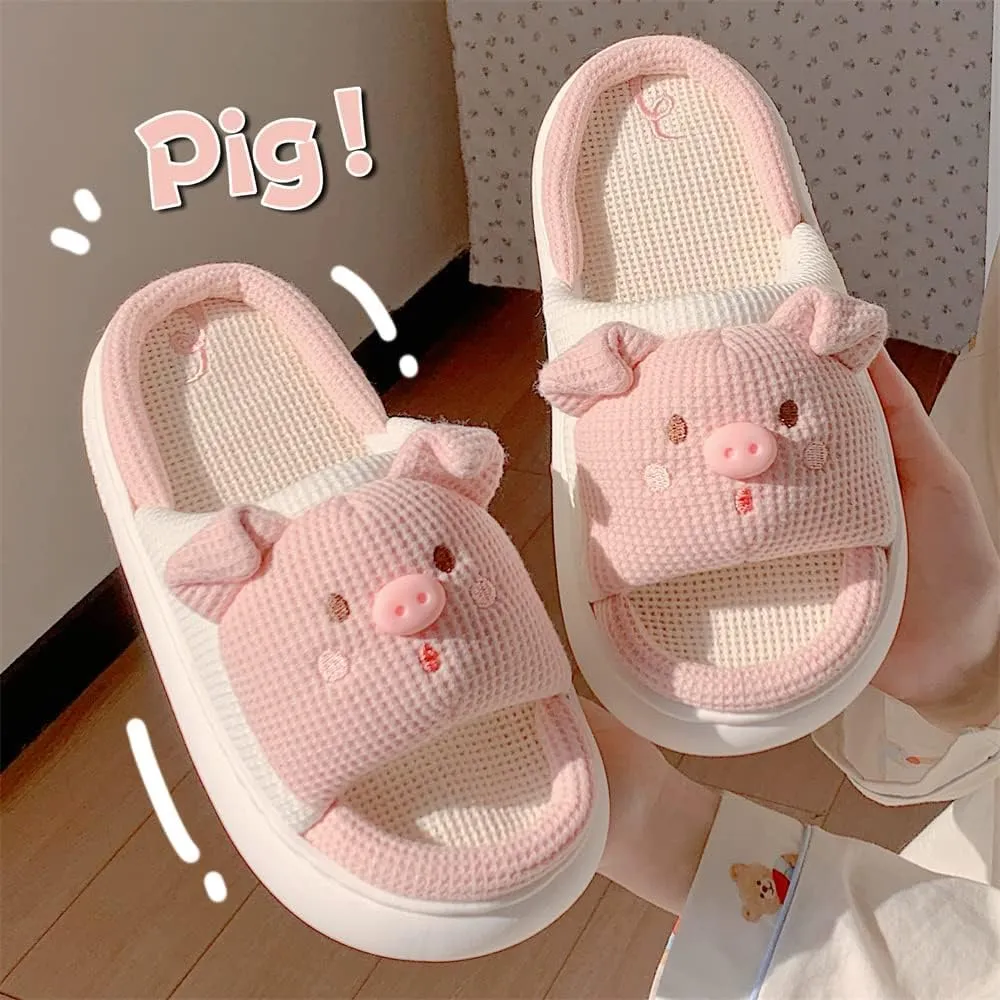CEINOM Cartoon Pig Slippers Women Kawaii House Slippers Cute Slippers for Women Men Home Floor Slipper indoor