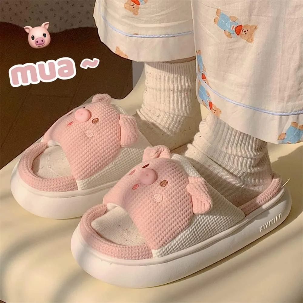 CEINOM Cartoon Pig Slippers Women Kawaii House Slippers Cute Slippers for Women Men Home Floor Slipper indoor