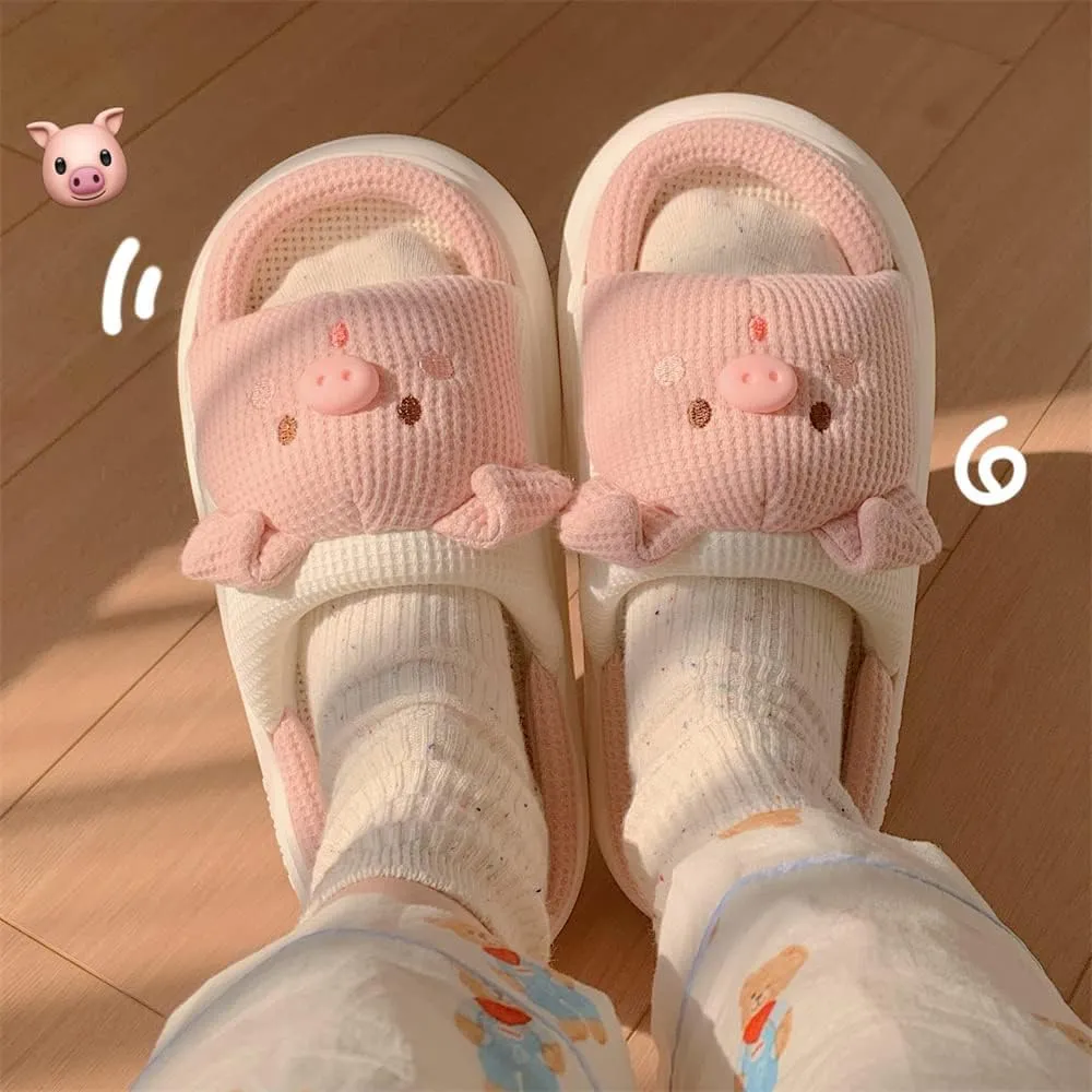 CEINOM Cartoon Pig Slippers Women Kawaii House Slippers Cute Slippers for Women Men Home Floor Slipper indoor