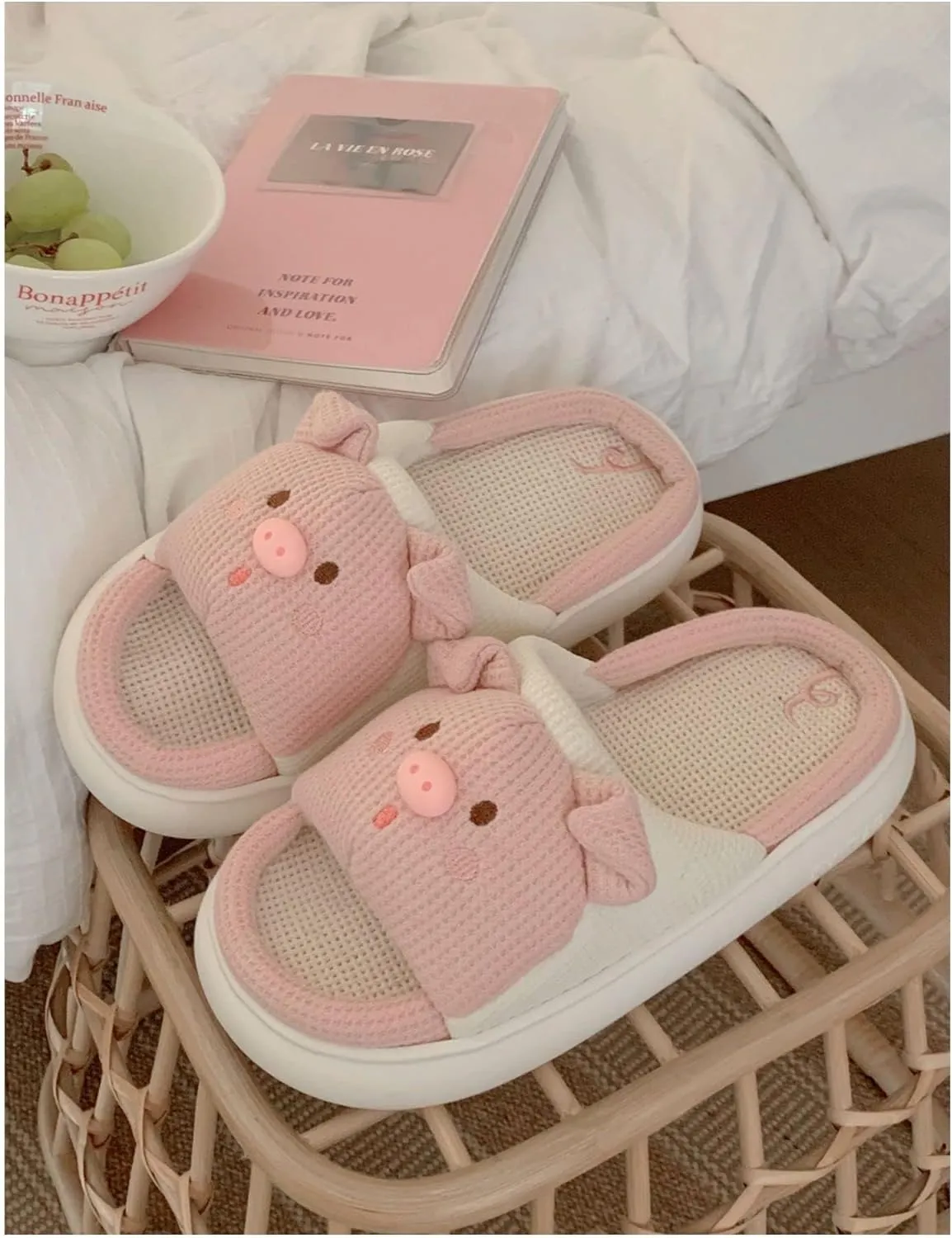 CEINOM Cartoon Pig Slippers Women Kawaii House Slippers Cute Slippers for Women Men Home Floor Slipper indoor