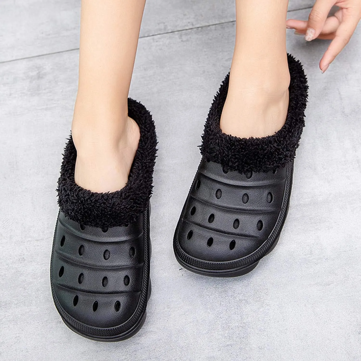 CERYTHRINA Mens Womens Lined Clogs Breathable House Slippers Warm Lining Indoor Outdoor Garden Clog Winter Slippers Home Footwear