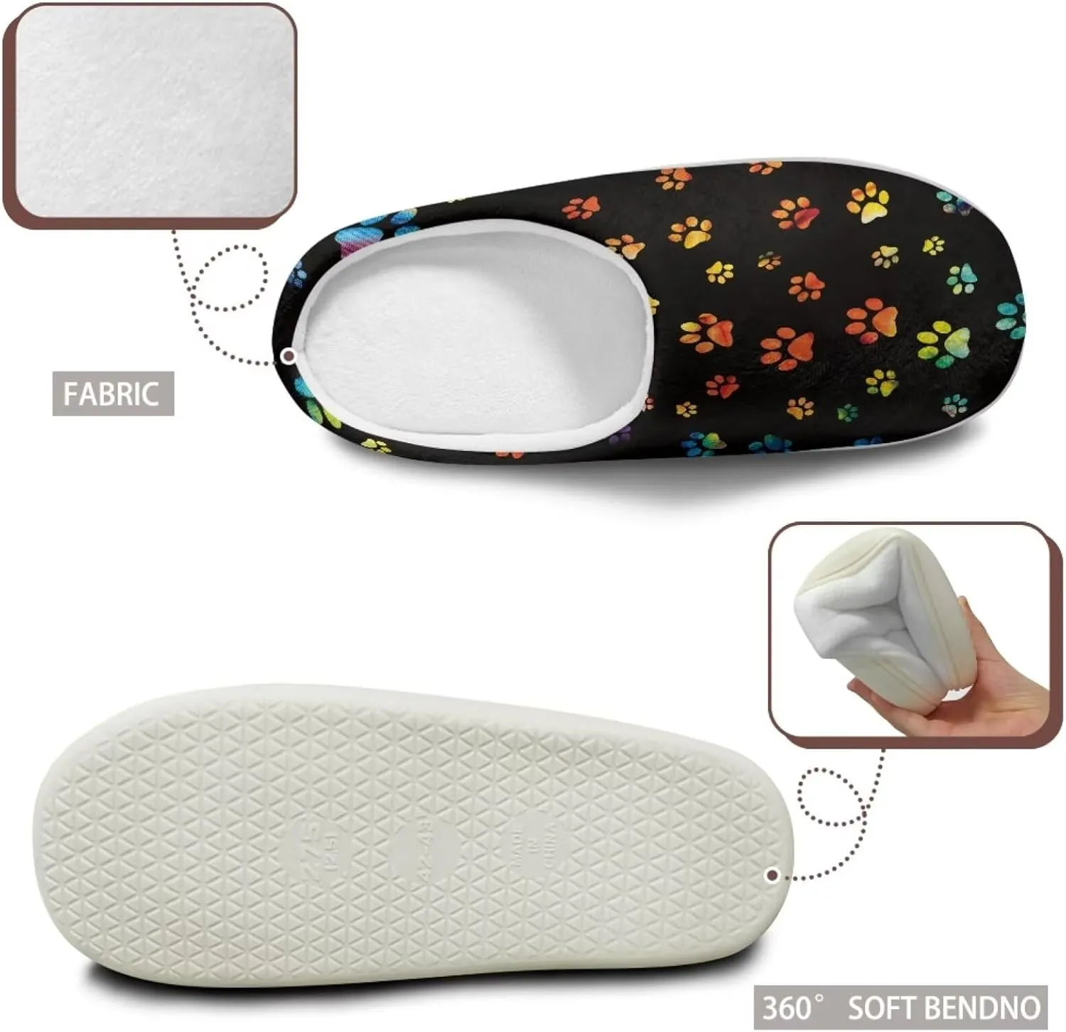 chaqlin Dog House Slipper Fuzzy Sandals Furry Womens Bedroom Flannel Fur Lined Anti Skid Thick Sole Slippers Outdoor