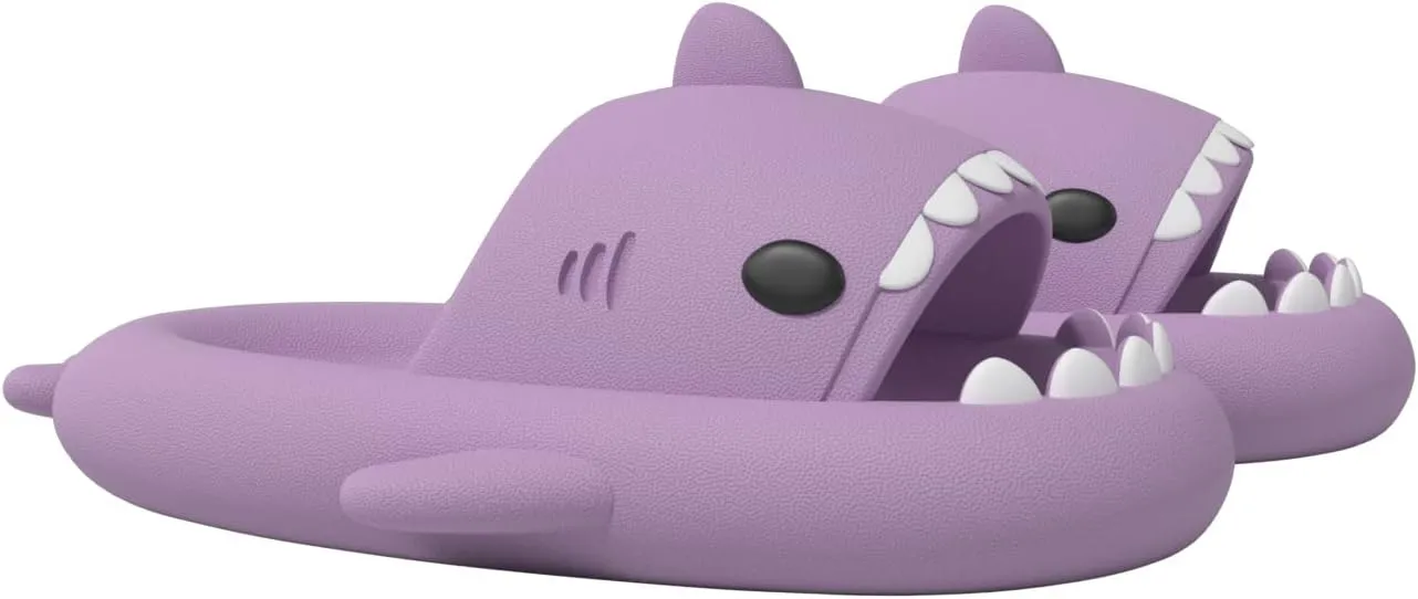 ChayChax Boys Girl Cloud Shark Slides Non-Slip Novelty Open Toe Sandals Extremely Comfy Cushioned Thick Sole Cute Cartoon Shower Slippers Indoor & Outdoor