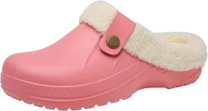 ChayChax Women and Men Fur Lined Clogs Memory Foam Warm Fuzzy Slippers Winter Waterproof Indoor Outdoor Slipper