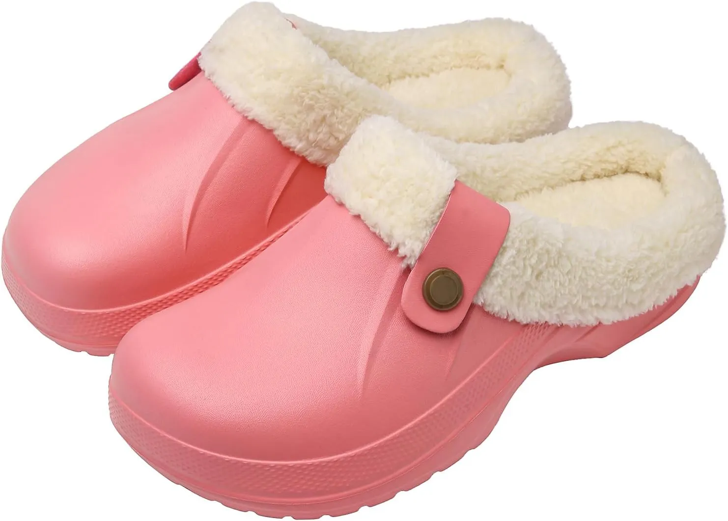 ChayChax Women and Men Fur Lined Clogs Memory Foam Warm Fuzzy Slippers Winter Waterproof Indoor Outdoor Slipper