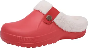 ChayChax Women and Men Fur Lined Clogs Memory Foam Warm Fuzzy Slippers Winter Waterproof Indoor Outdoor Slipper