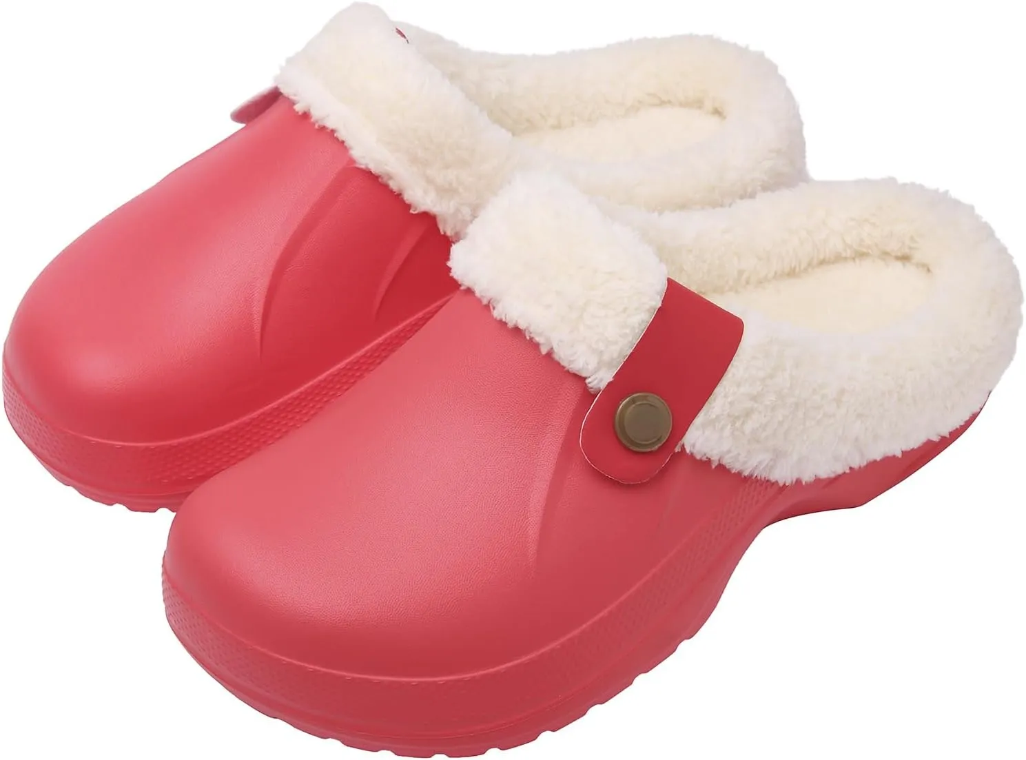 ChayChax Women and Men Fur Lined Clogs Memory Foam Warm Fuzzy Slippers Winter Waterproof Indoor Outdoor Slipper