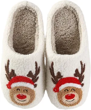 Christmas Slippers for Women Men Cute Cartoon Winter Plush Furry Funny Slippers Comfy Warm House Shoes